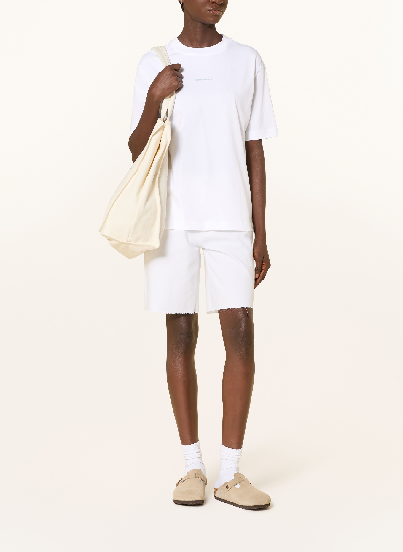 ARMEDANGELS T-shirt TARJAA: WIT / LICHTGROEN / LICHTBLAUW