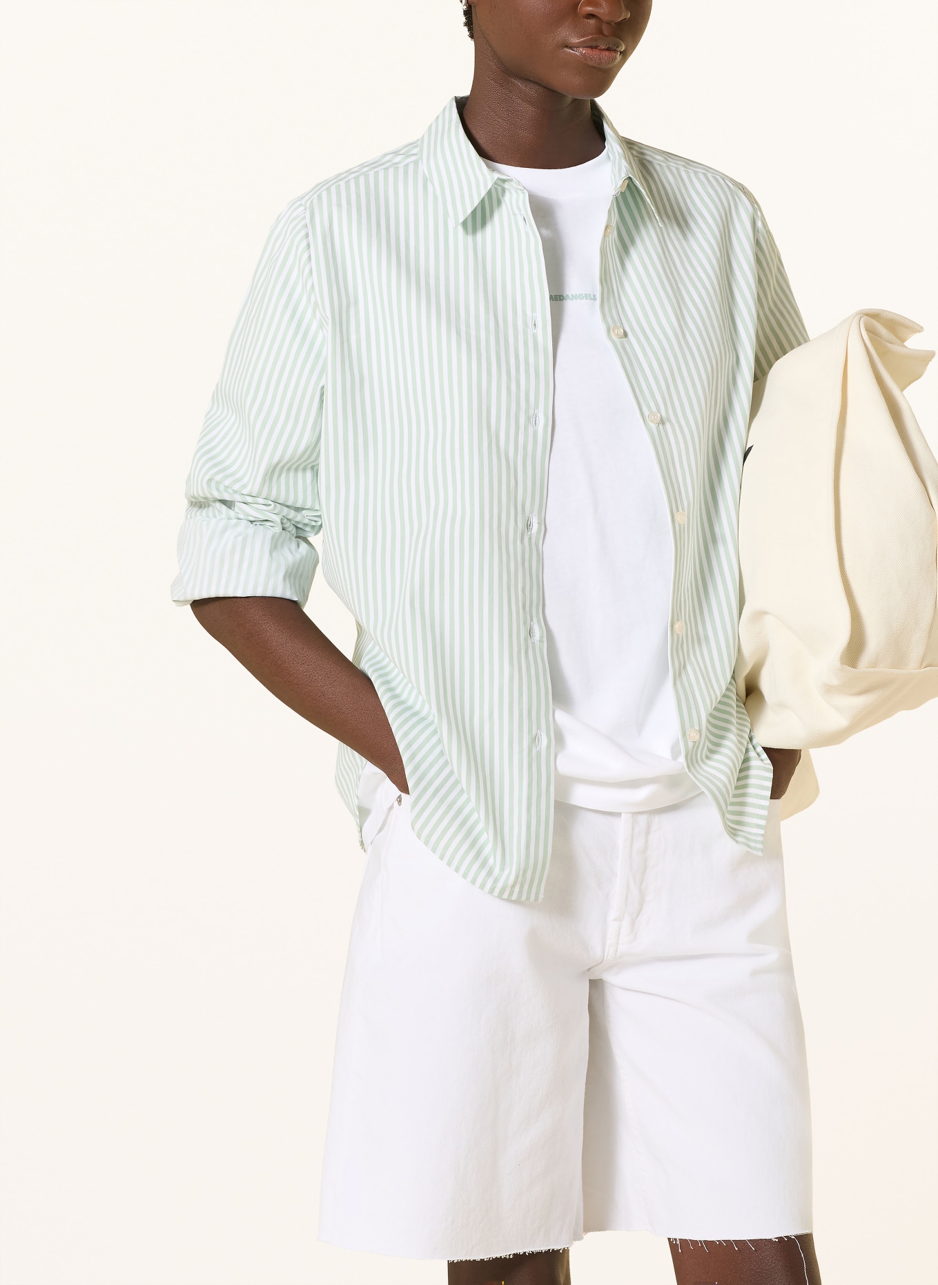 ARMEDANGELS T-shirt TARJAA: WIT / LICHTGROEN / LICHTBLAUW