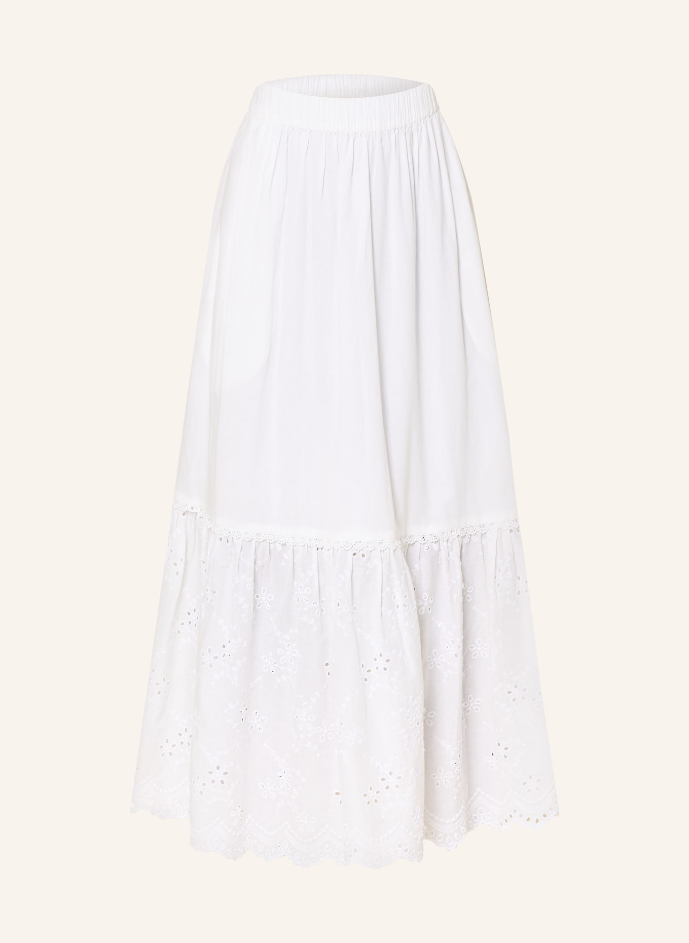 Barbour AVEBURY skirt with lace trim: WHITE