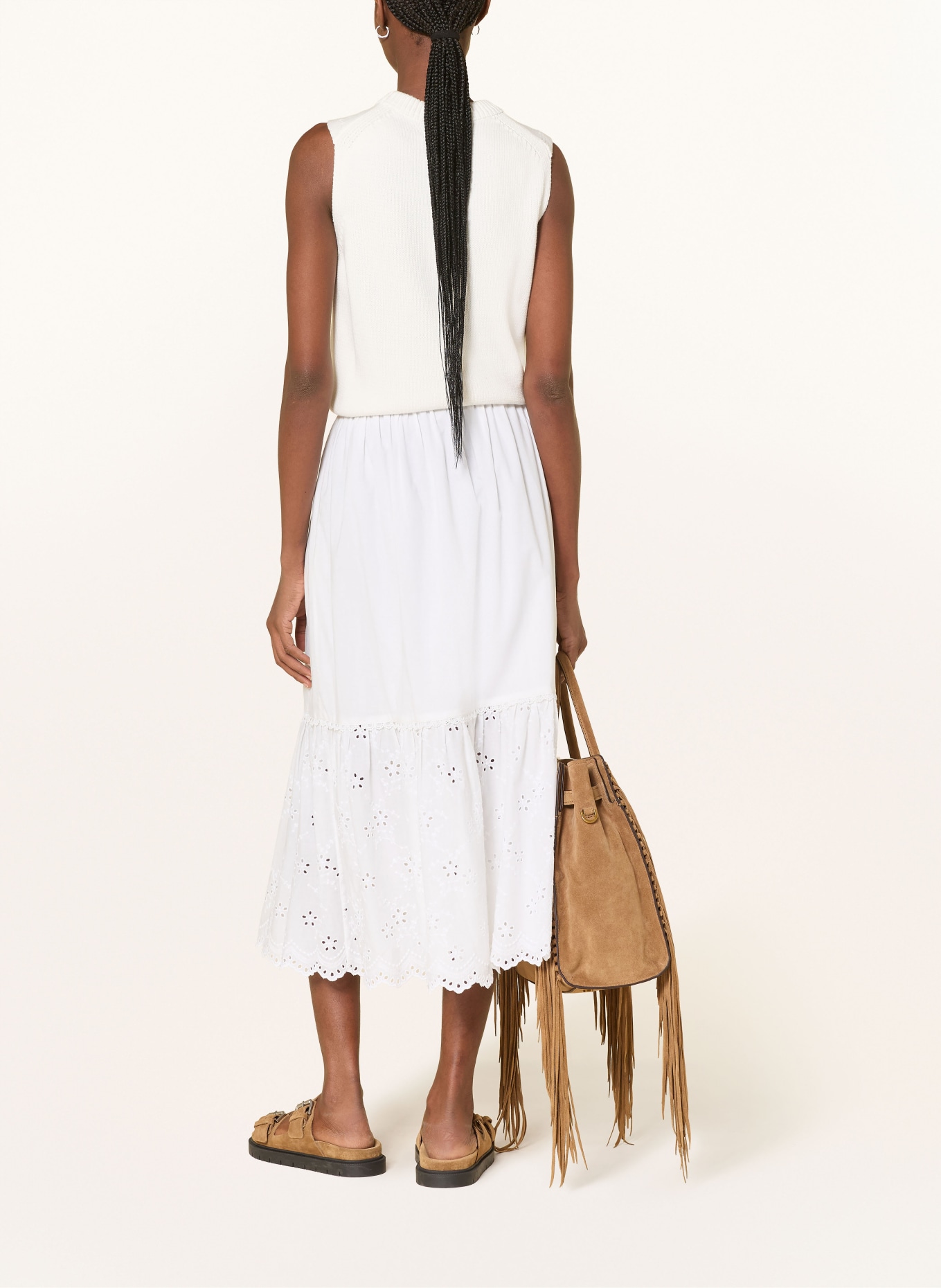 Barbour AVEBURY skirt with lace trim: WHITE