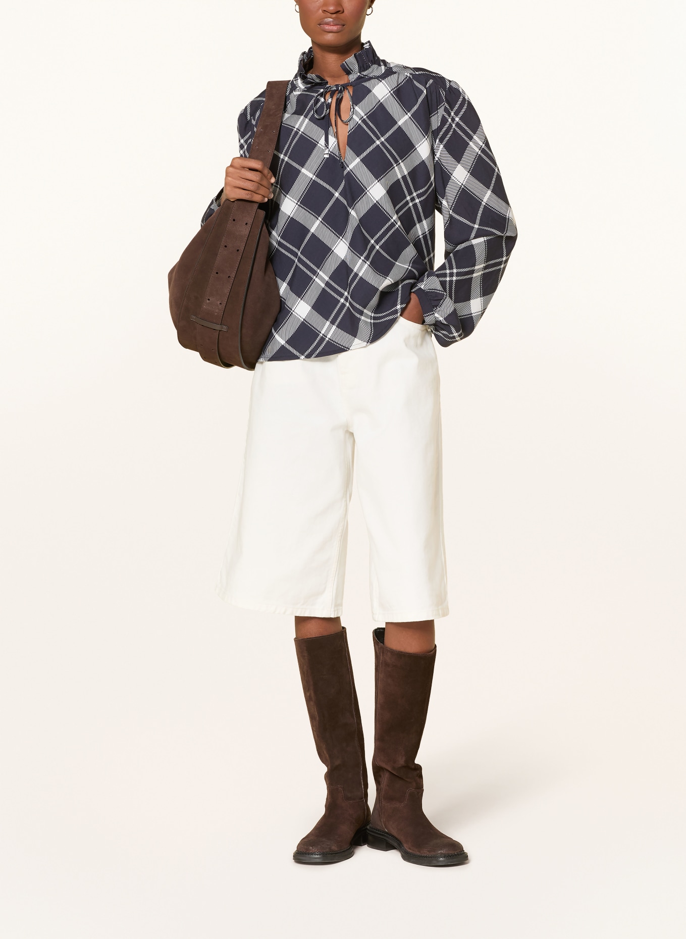 Barbour Blus med volanger: MÖRKBLÅ / VIT