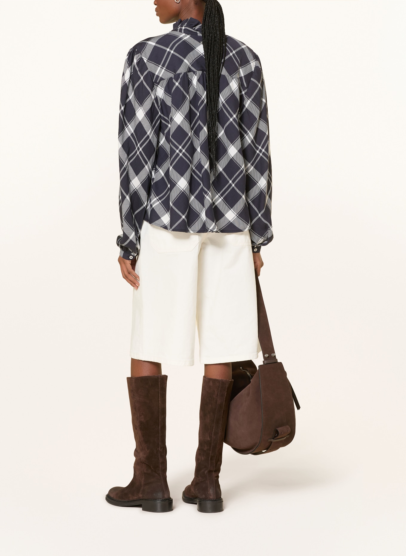 Barbour Blus med volanger: MÖRKBLÅ / VIT