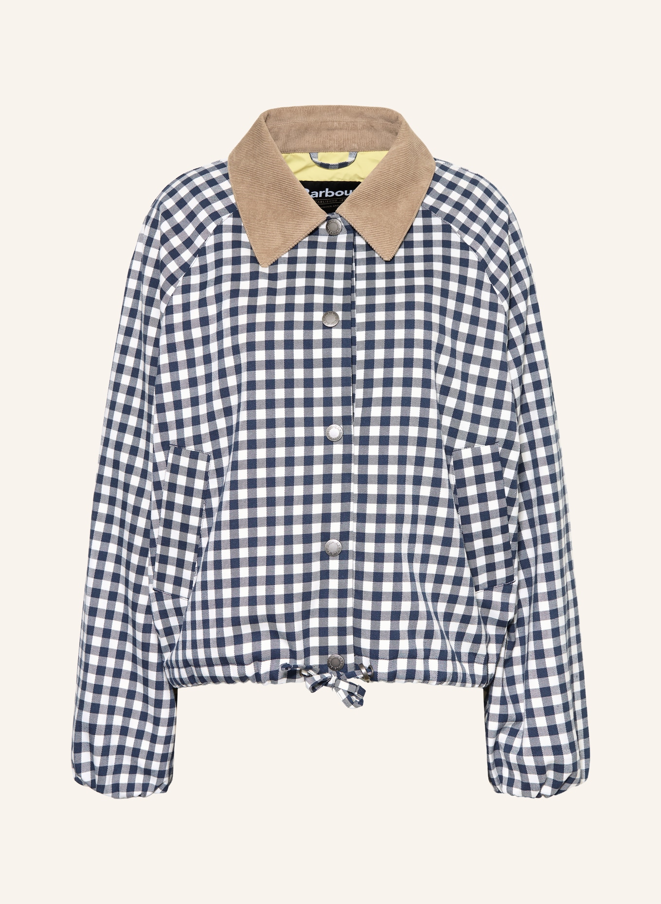 Barbour Boxy jacket: DARK BLUE / LIGHT BROWN / WHITE