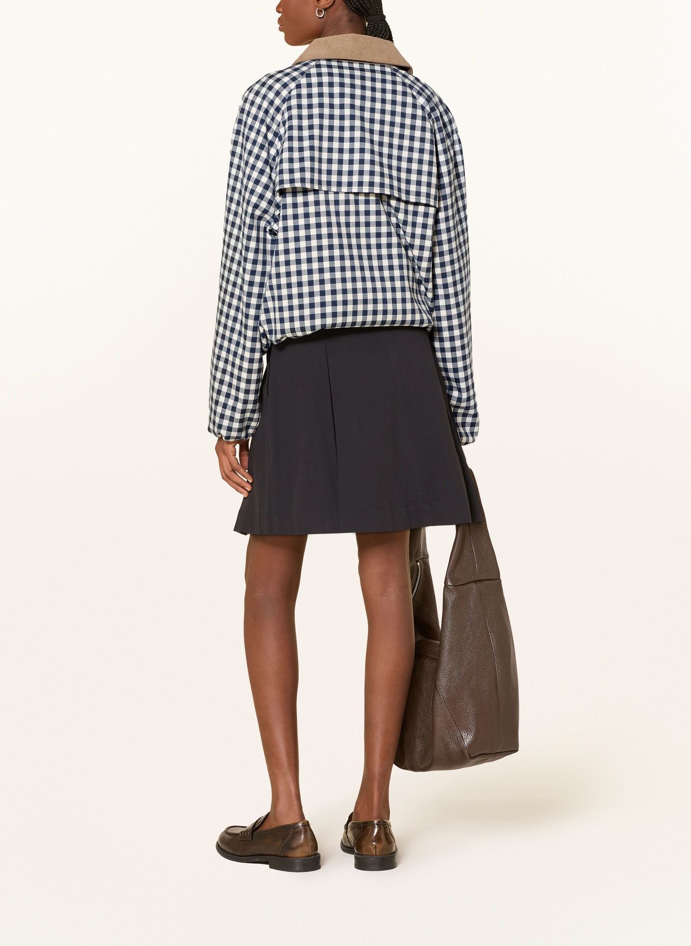 Barbour Boxy jacket: DARK BLUE / LIGHT BROWN / WHITE