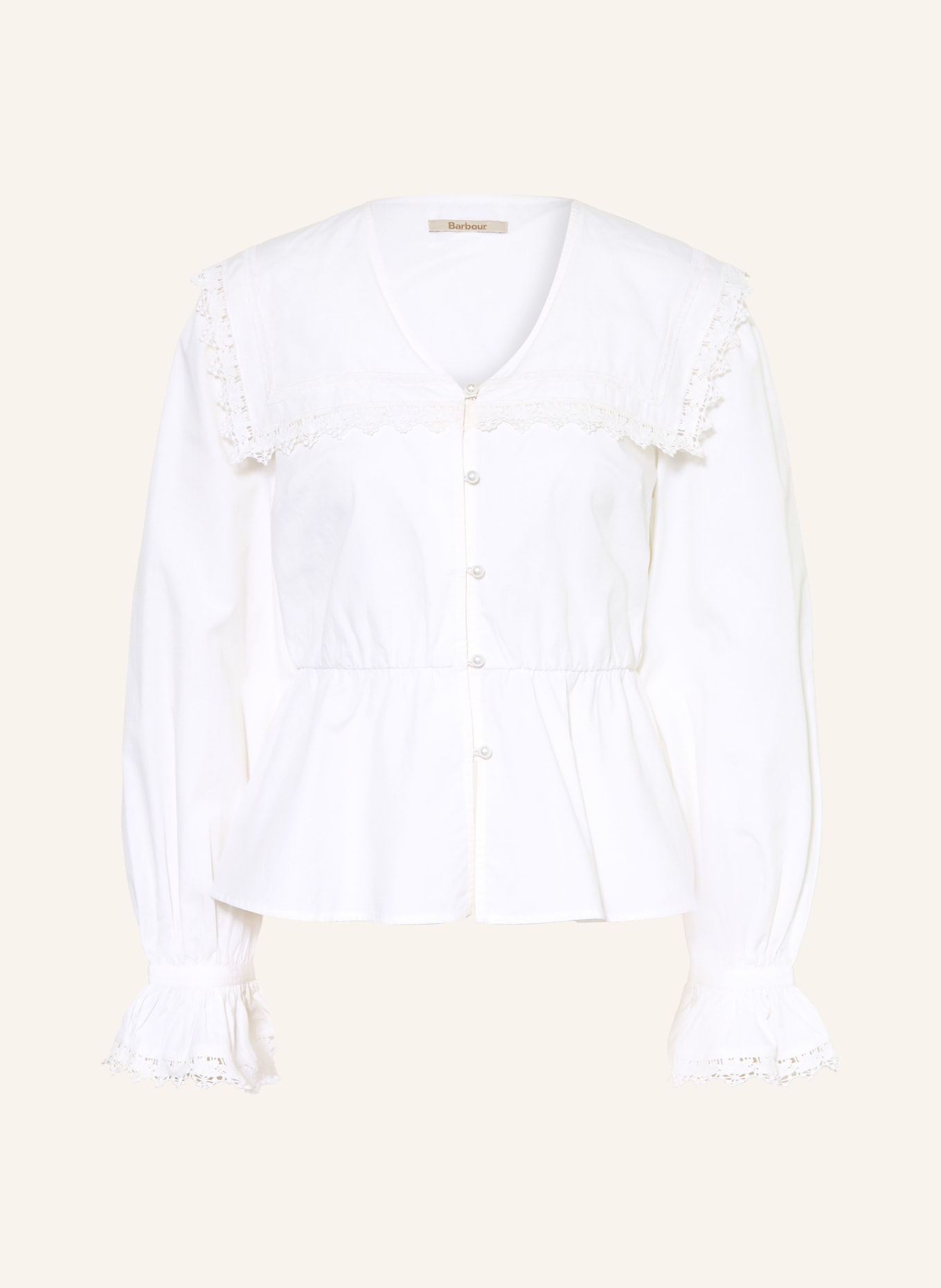 Barbour Bluse mit Spitze und Rüschen: ECRU