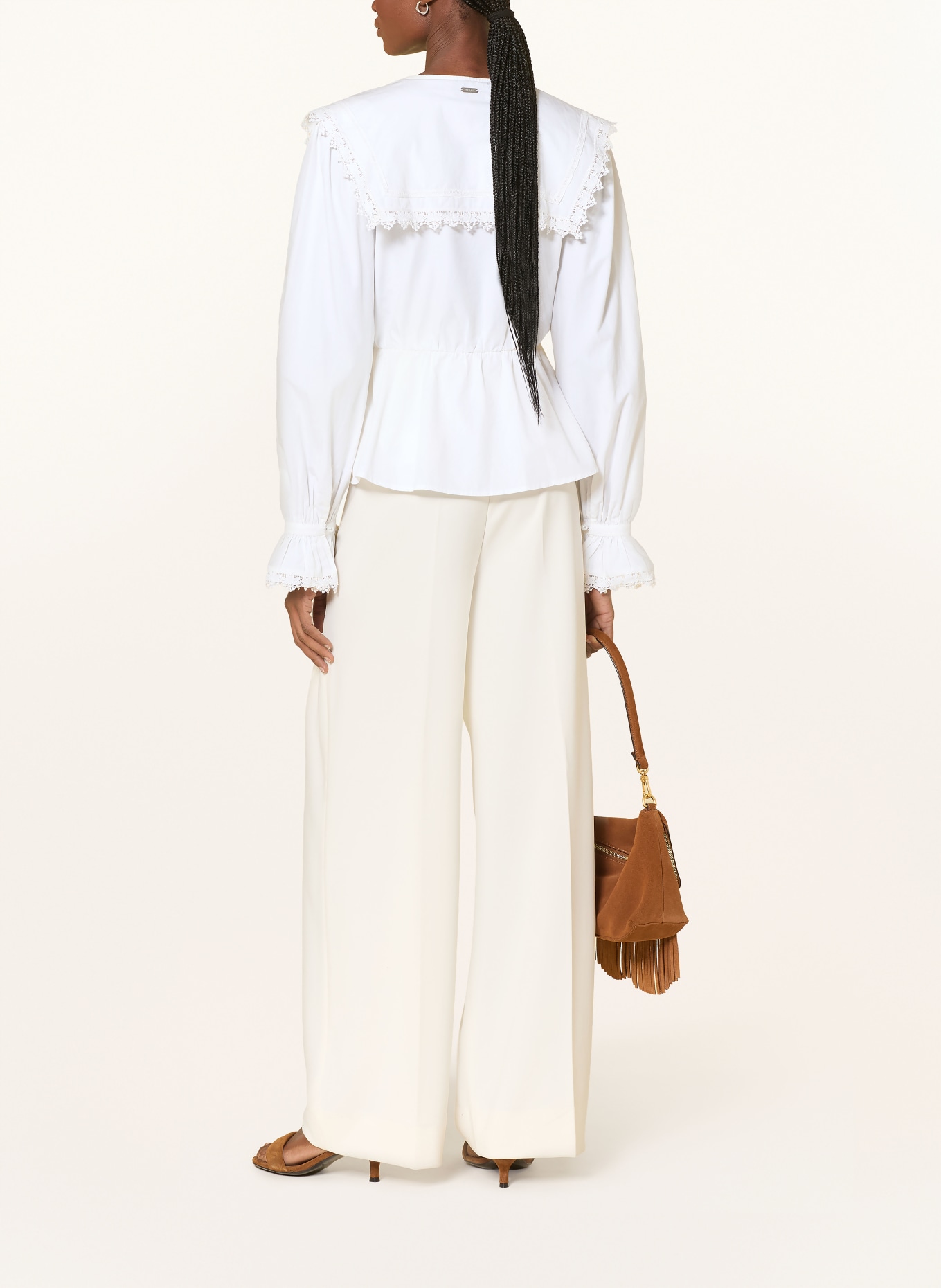 Barbour Bluse mit Spitze und Rüschen: ECRU