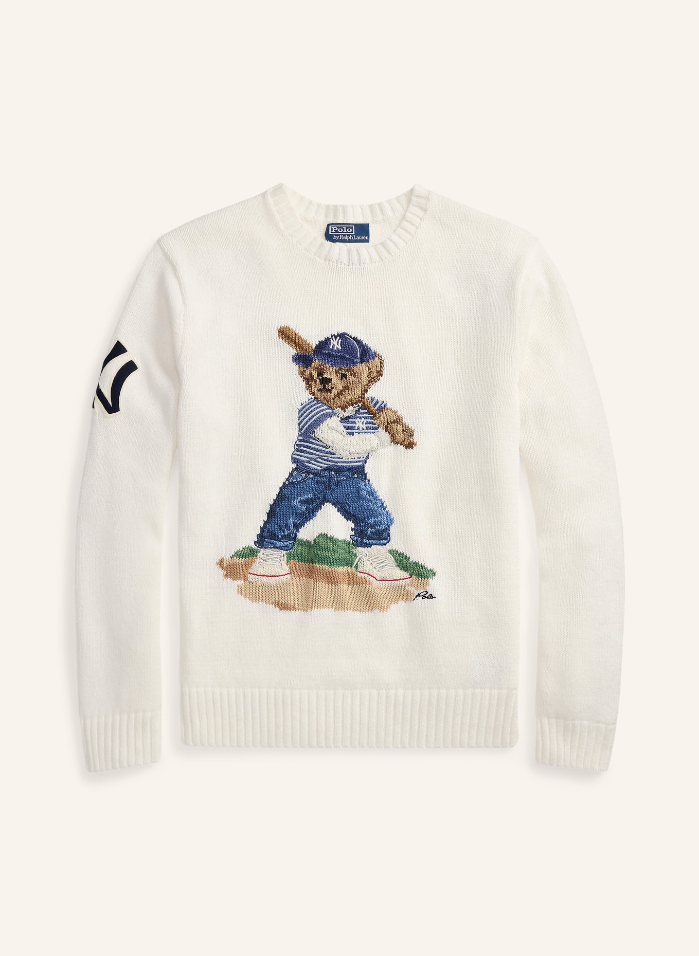 POLO RALPH LAUREN Pullover mit Leinen: WEISS / BLAU