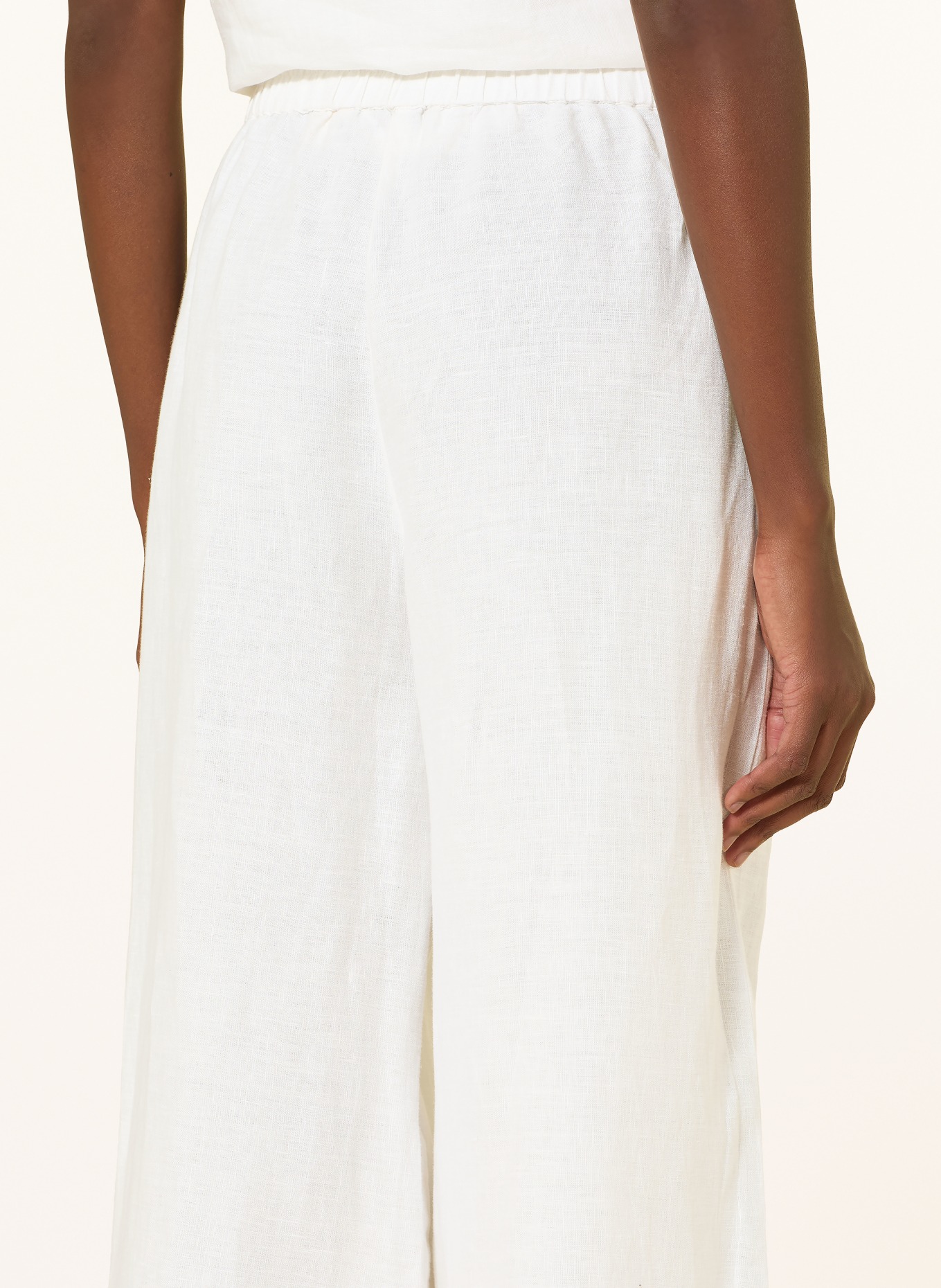 ANGOOR Marlenehose CARINA aus Leinen mit Lochspitze: ECRU