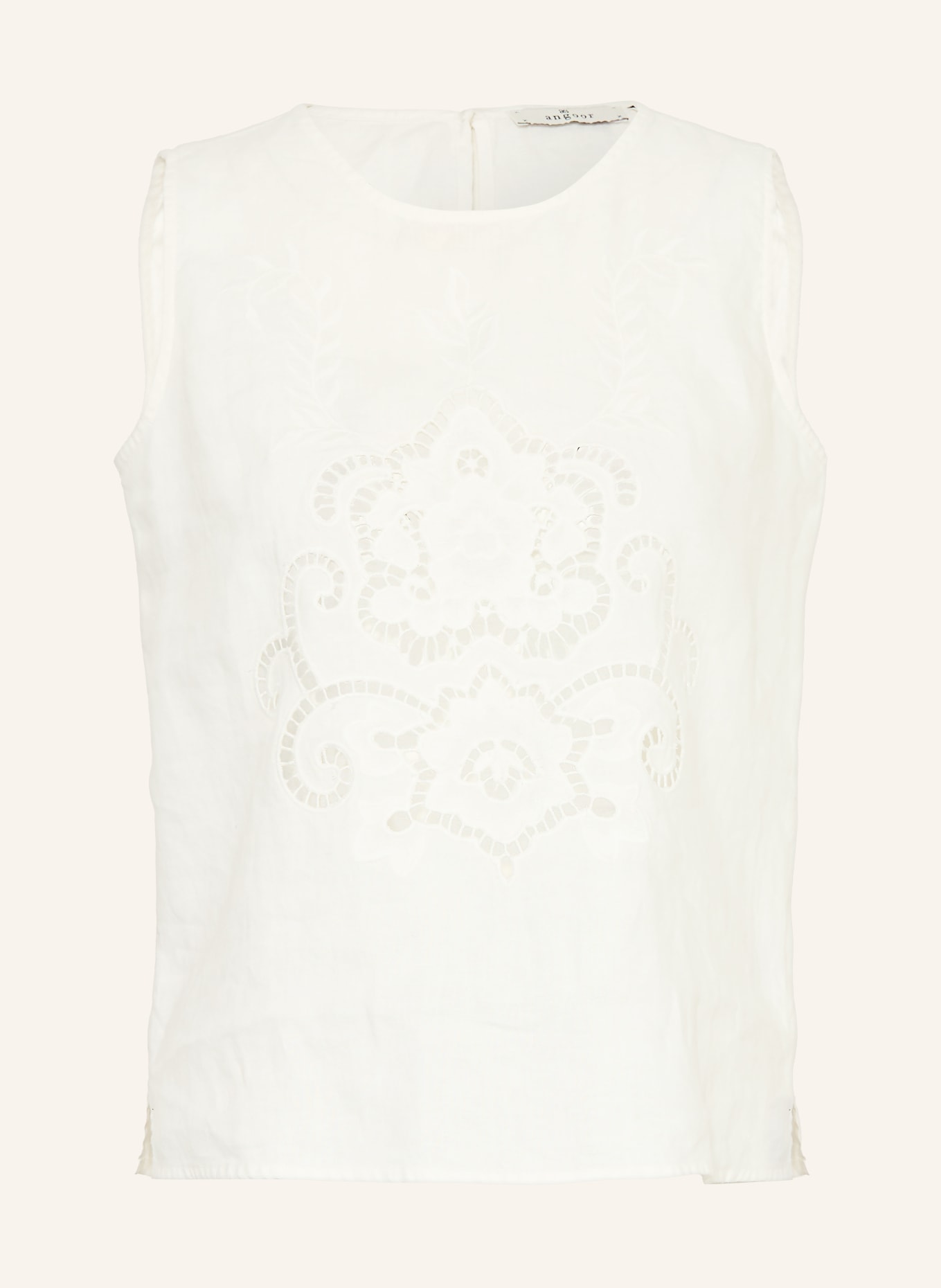 ANGOOR Top en lin COSIMO avec dentelle ajourée: BLANC