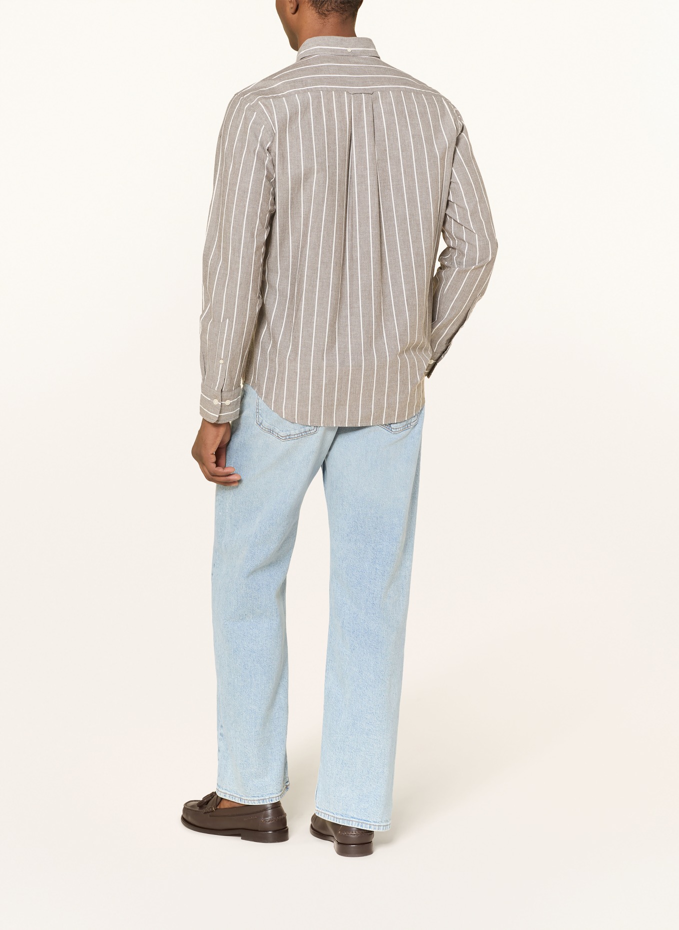 GANT Chemise coupe classique: MARRON CLAIR / BLANC