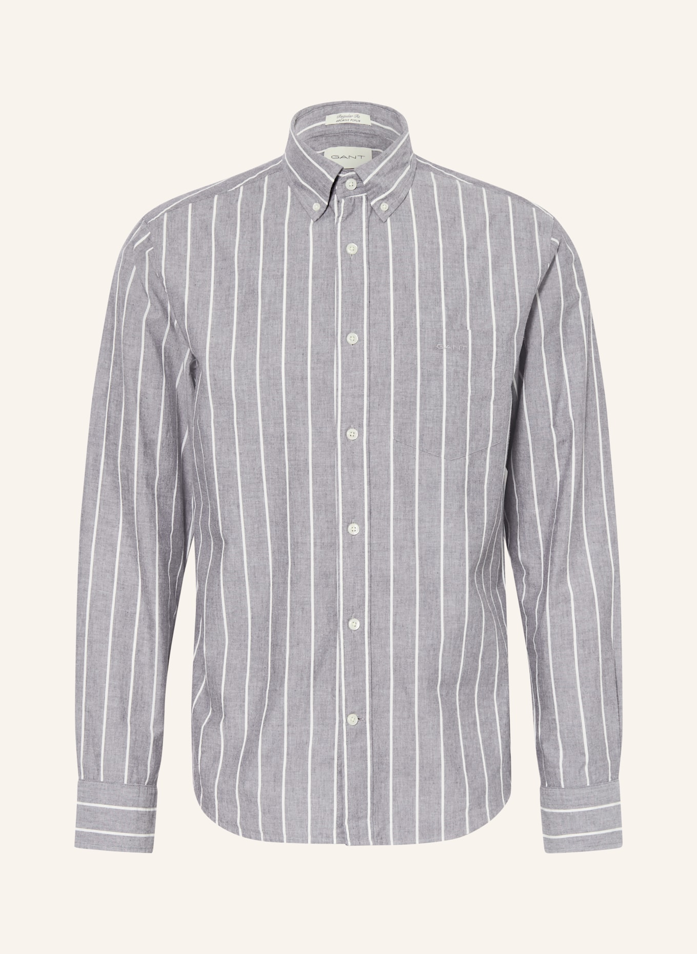 GANT Chemise coupe classique: GRIS FONCÉ / BLANC