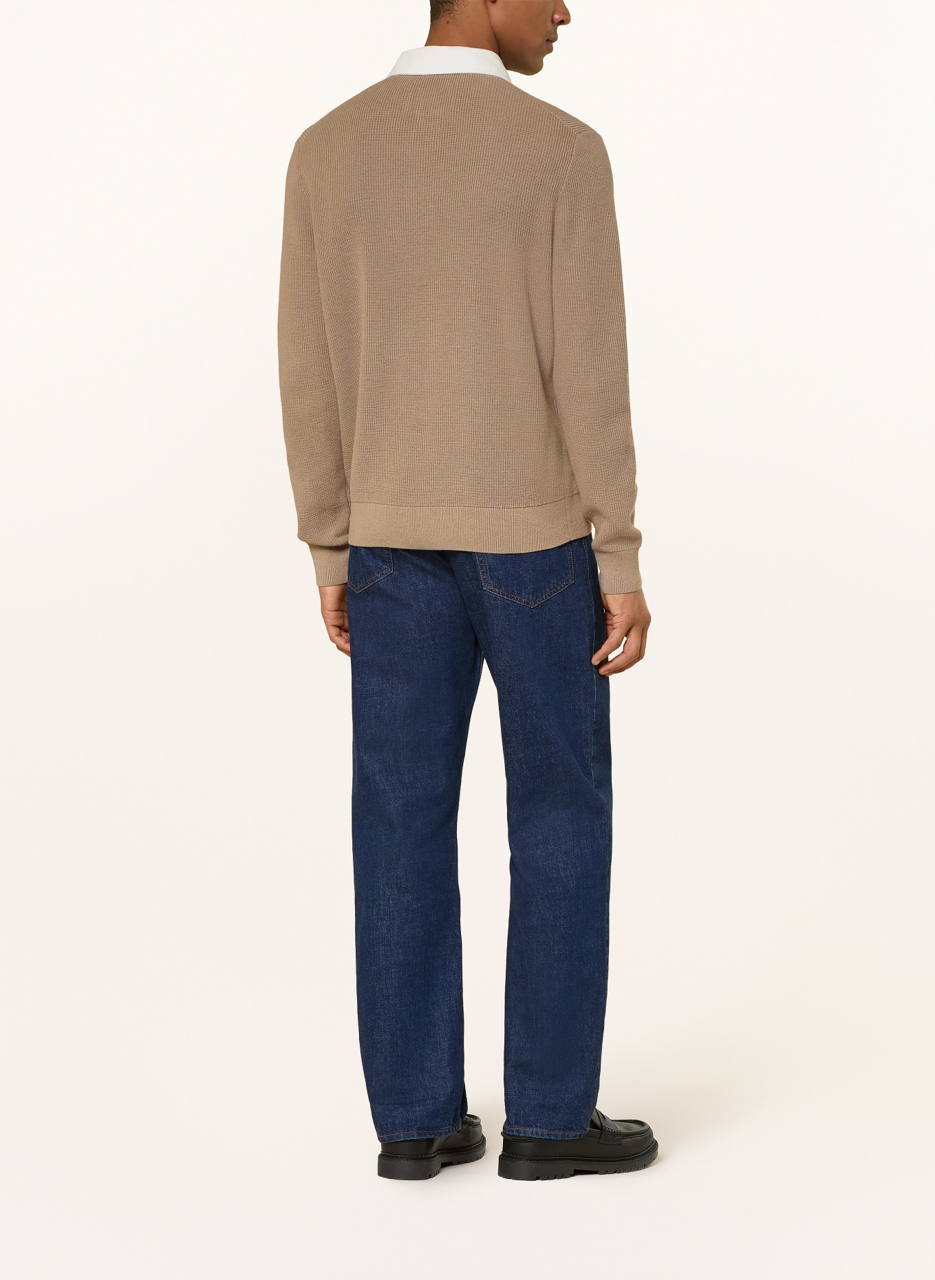 GANT Gebreid rugbyshirt: TAUPE / WIT