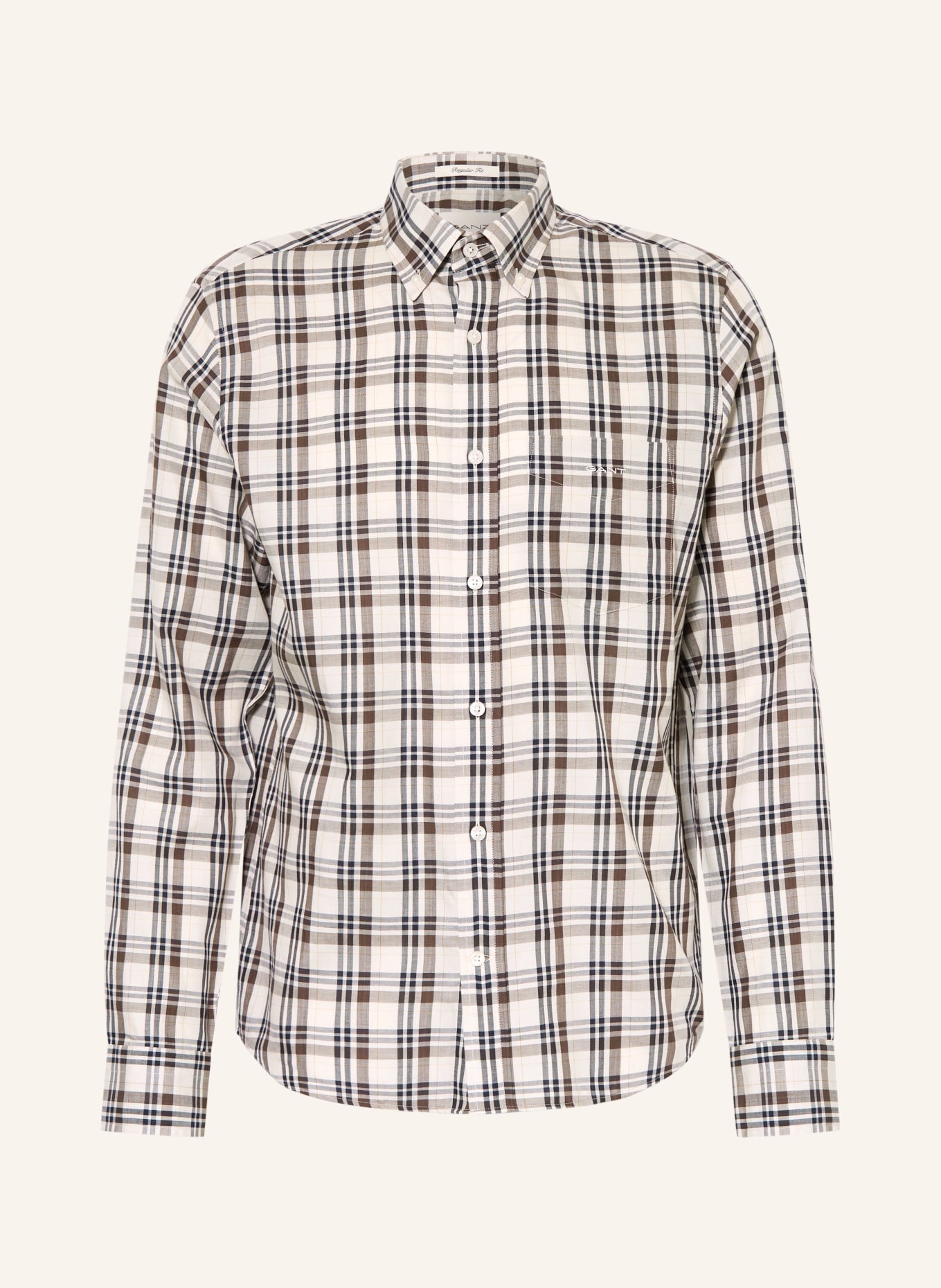GANT Overhemd Regular Fit: LICHTBRUIN / BRUIN / ZWART