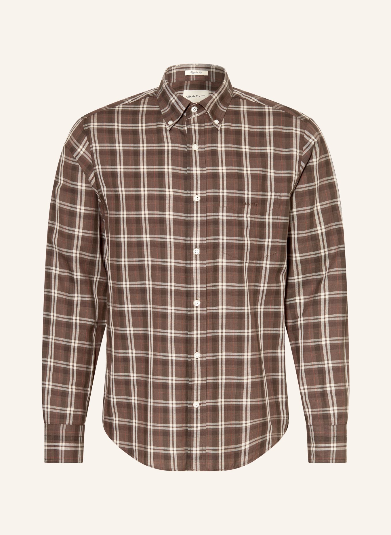 GANT Overhemd Regular Fit: TAUPE / BRUIN