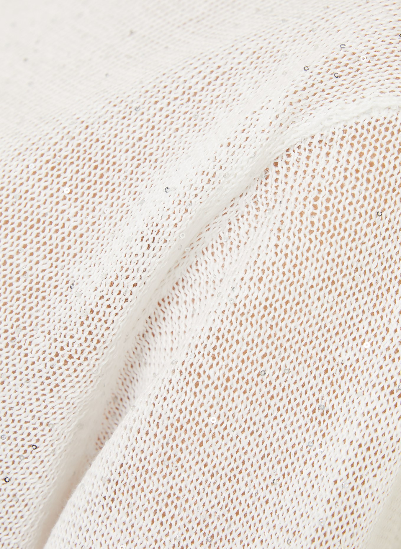 BRUNELLO CUCINELLI Pletené tričko z lnu s flitry: BÍLÁ / STŘÍBRNÁ