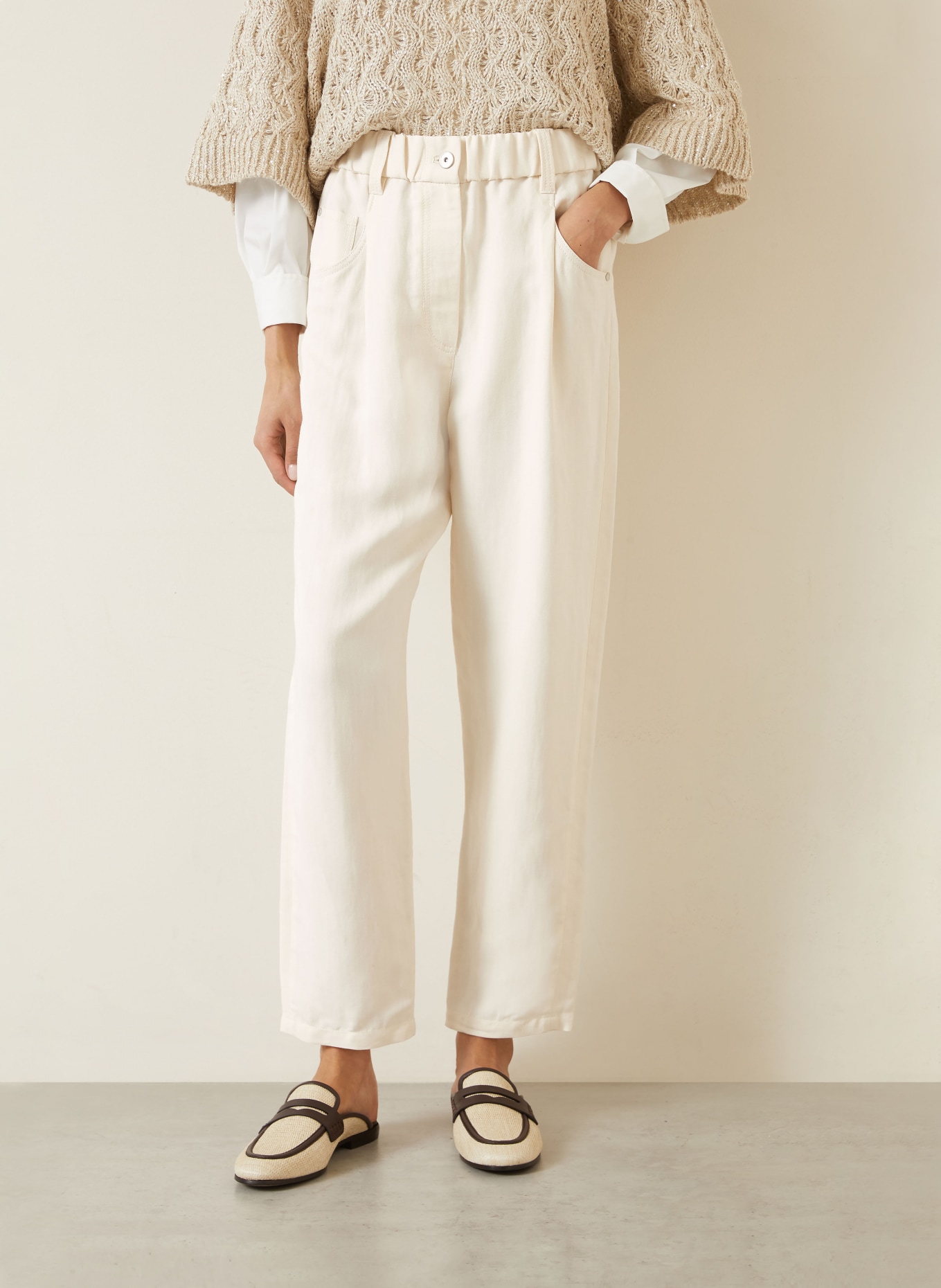 BRUNELLO CUCINELLI 7/8 pants: CREAM