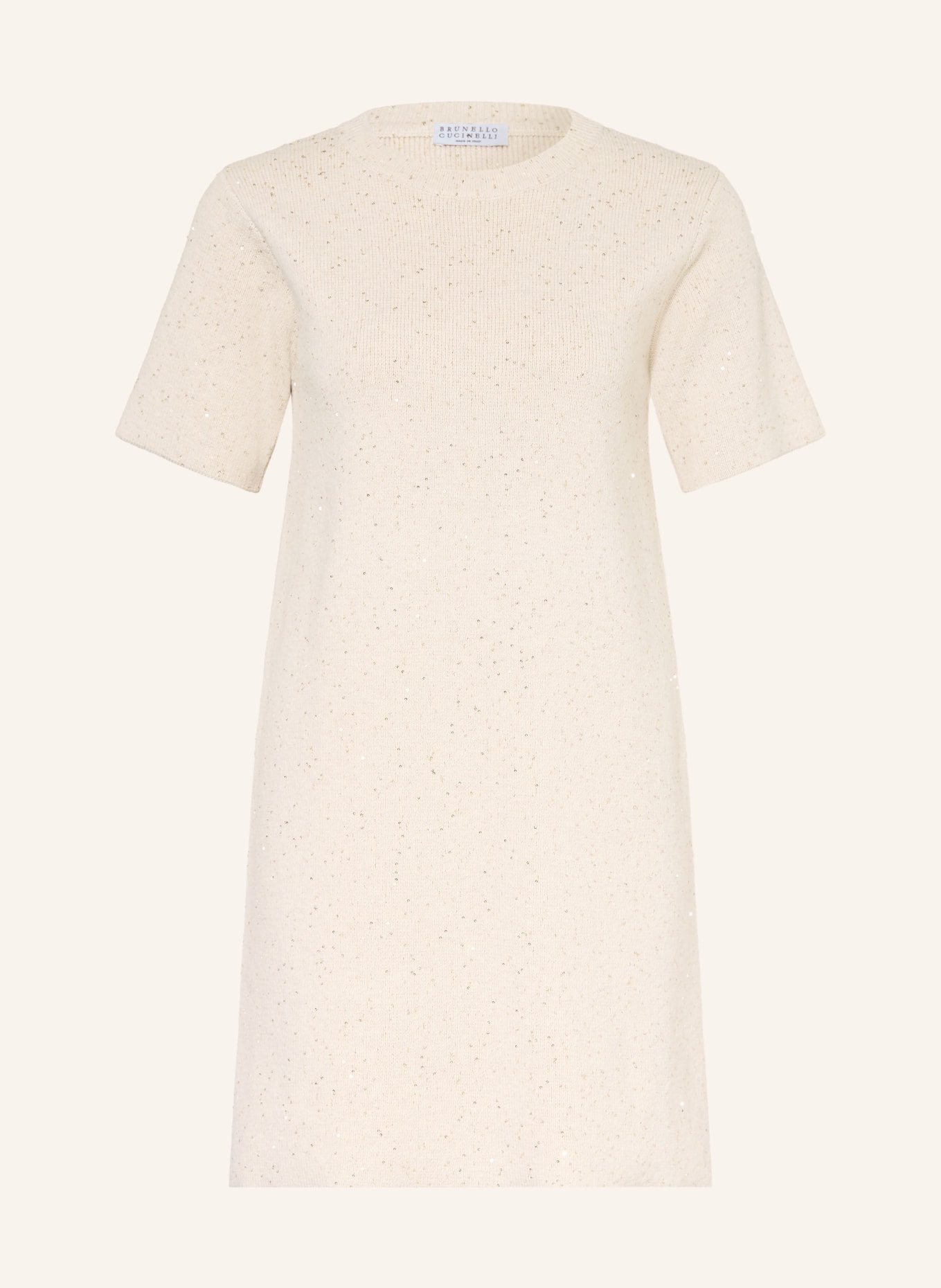 BRUNELLO CUCINELLI Strickkleid mit Pailletten: BEIGE