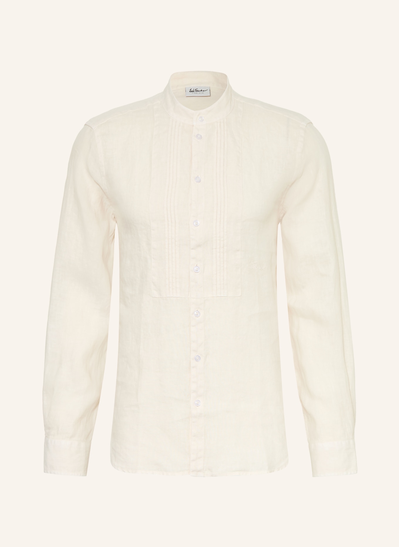 Luis Trenker LUBARNAY regular fit linen shirt with stand-up collar: CREAM