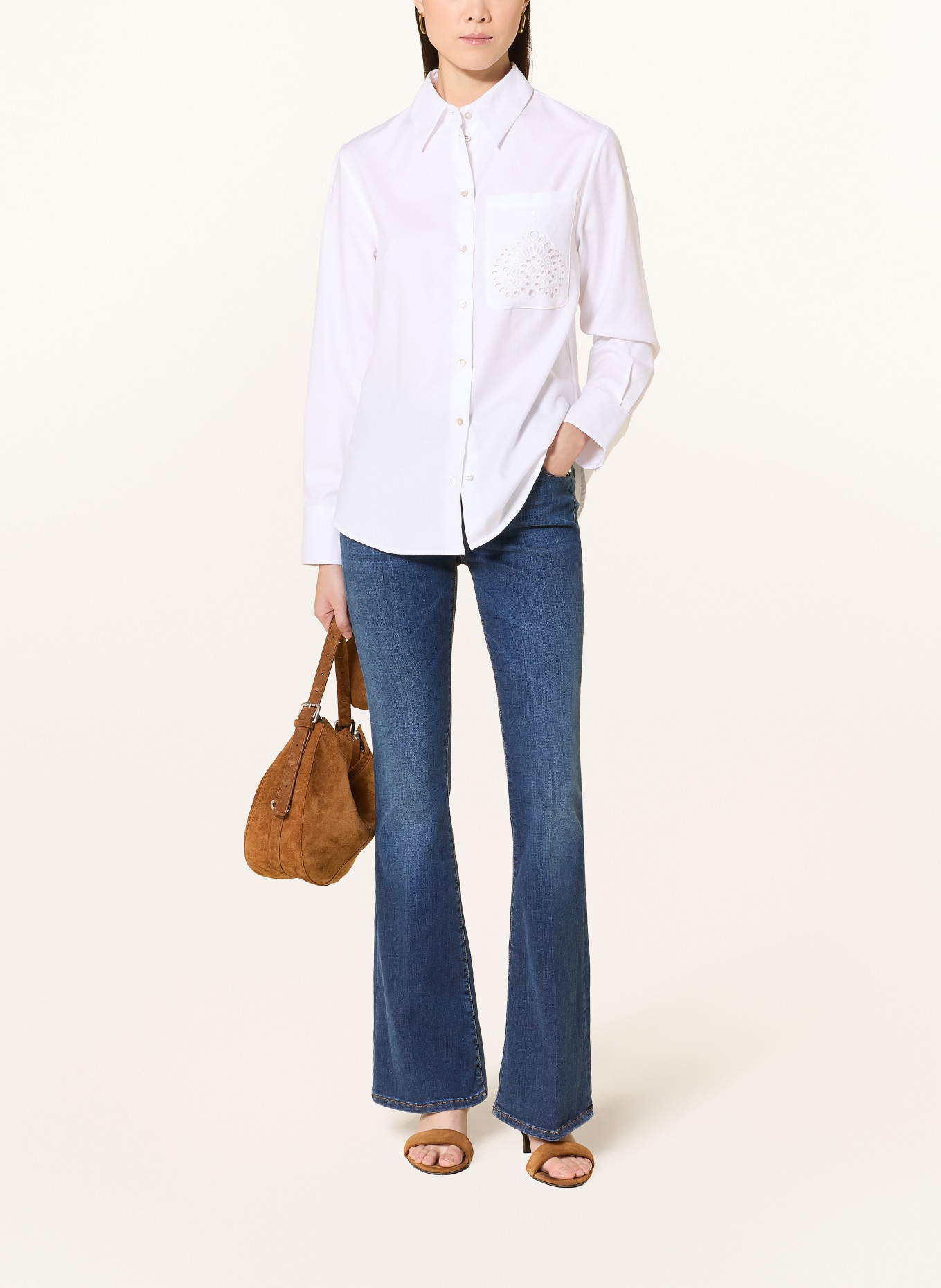 Luis Trenker Hemdbluse LUBARABELLA mit Lochspitze: WEISS