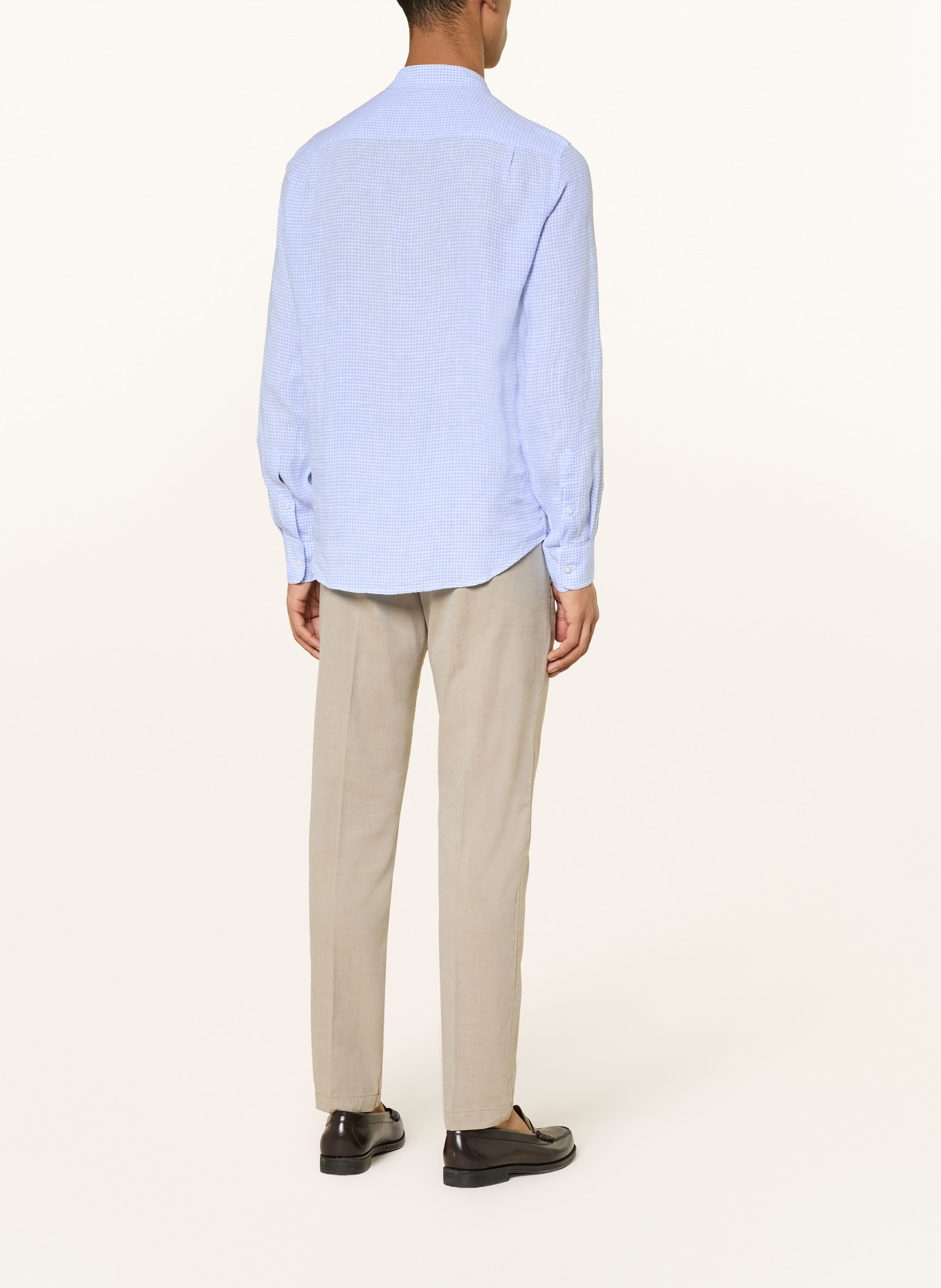 Luis Trenker Lněná košile LUBERNET Regular Fit se stojáčkem: TMAVĚ MODRÁ / BÍLÁ