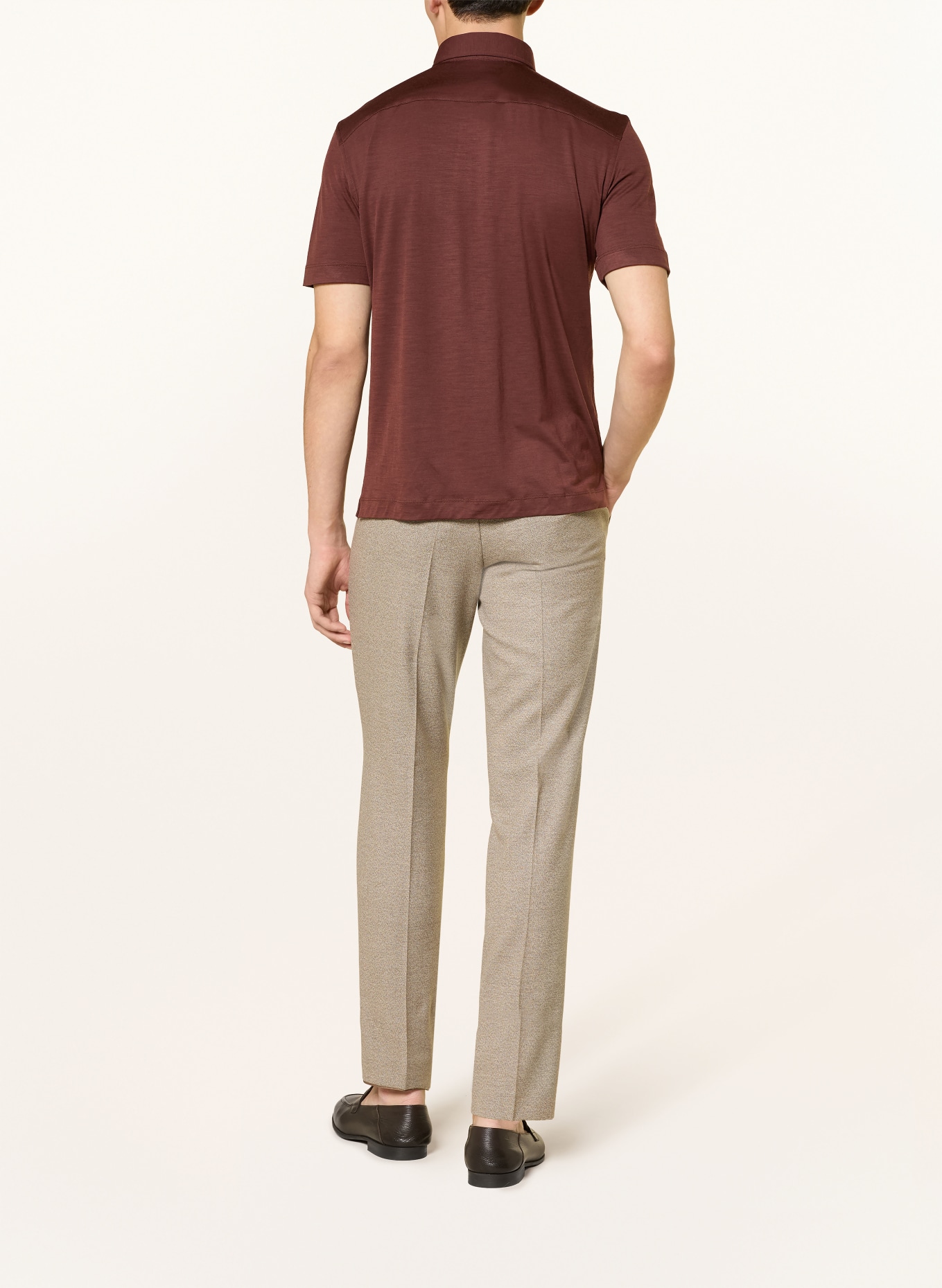 MAURIZIO  BALDASSARI Jersey-Poloshirt aus Merinowolle: BRAUN