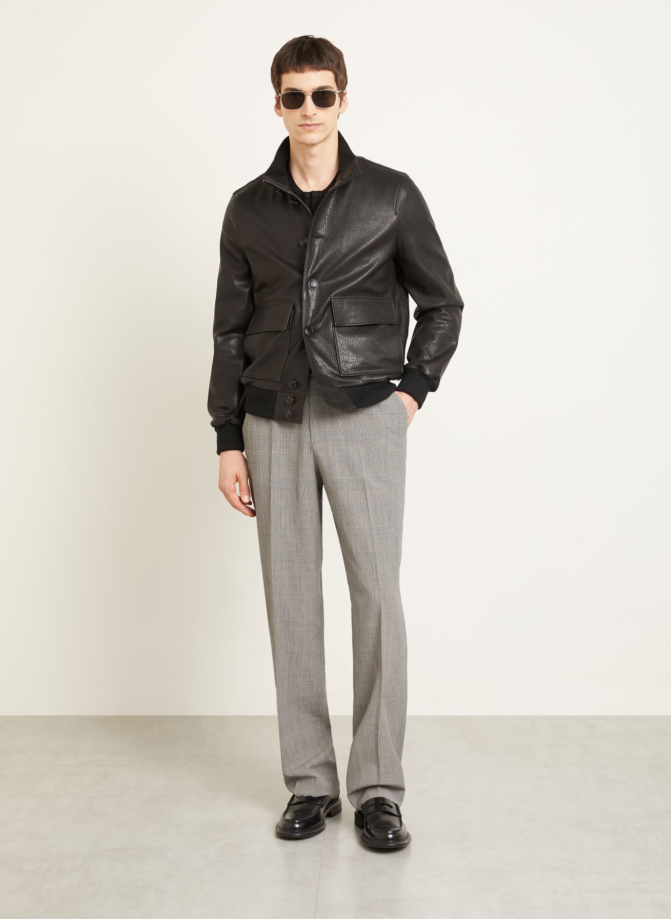 manzoni 24 leather jacket: BLACK