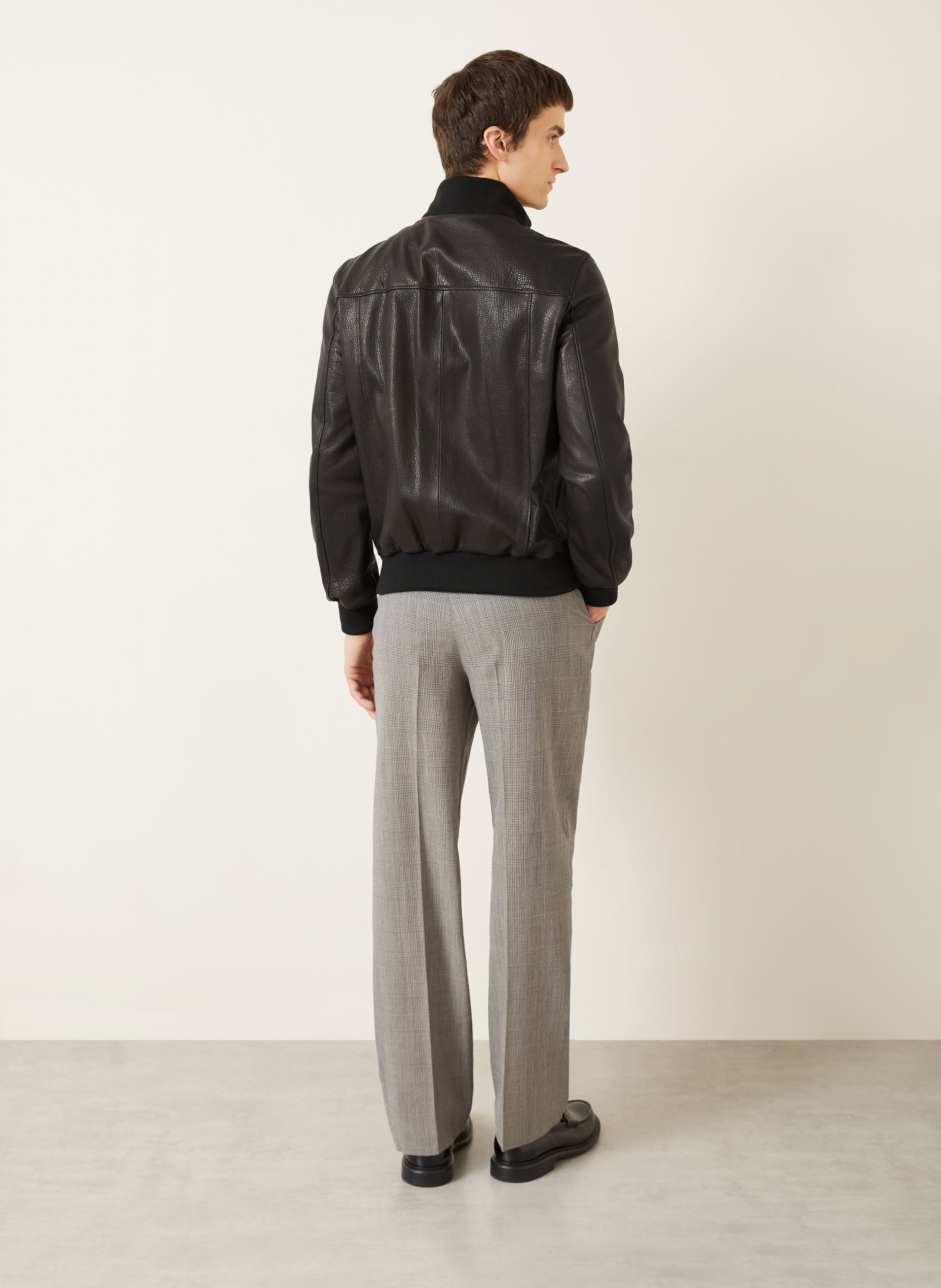 manzoni 24 leather jacket: BLACK