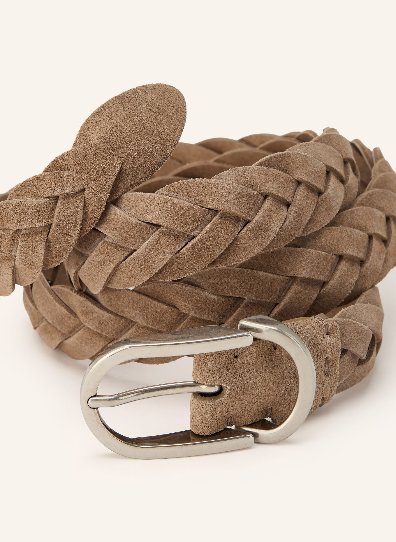 BRUNELLO CUCINELLI Kožený pletený opasek: ČERNOŠEDÁ / STŘÍBRNÁ