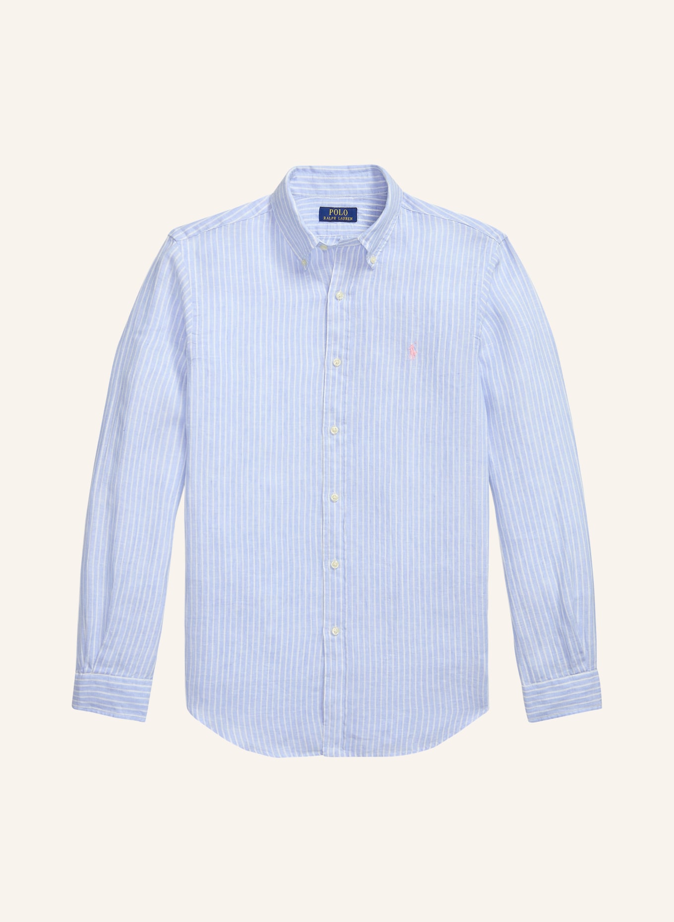 POLO RALPH LAUREN Leinenhemd Custom Fit: HELLBLAU / WEISS