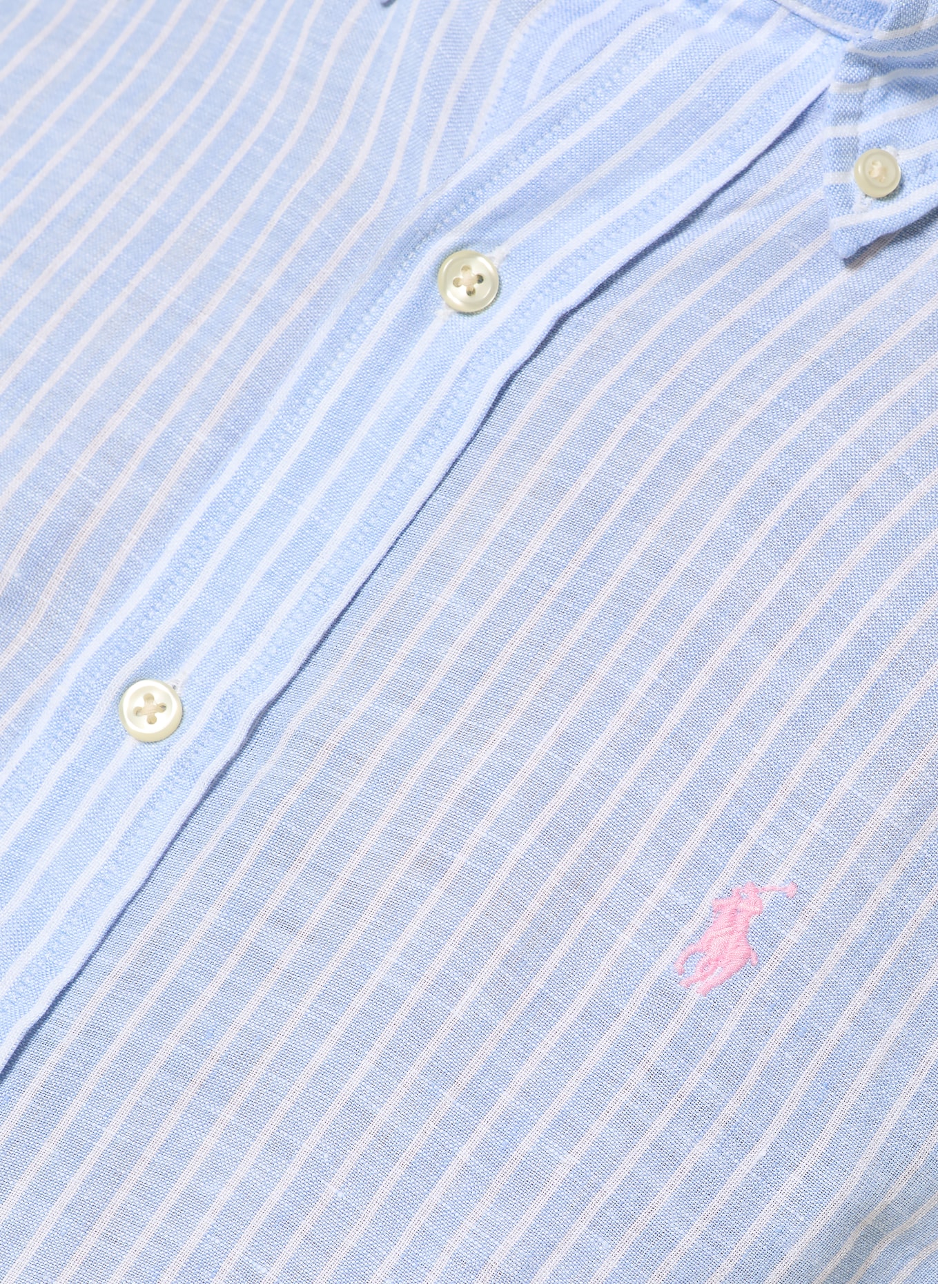 POLO RALPH LAUREN Leinenhemd Custom Fit: HELLBLAU / WEISS