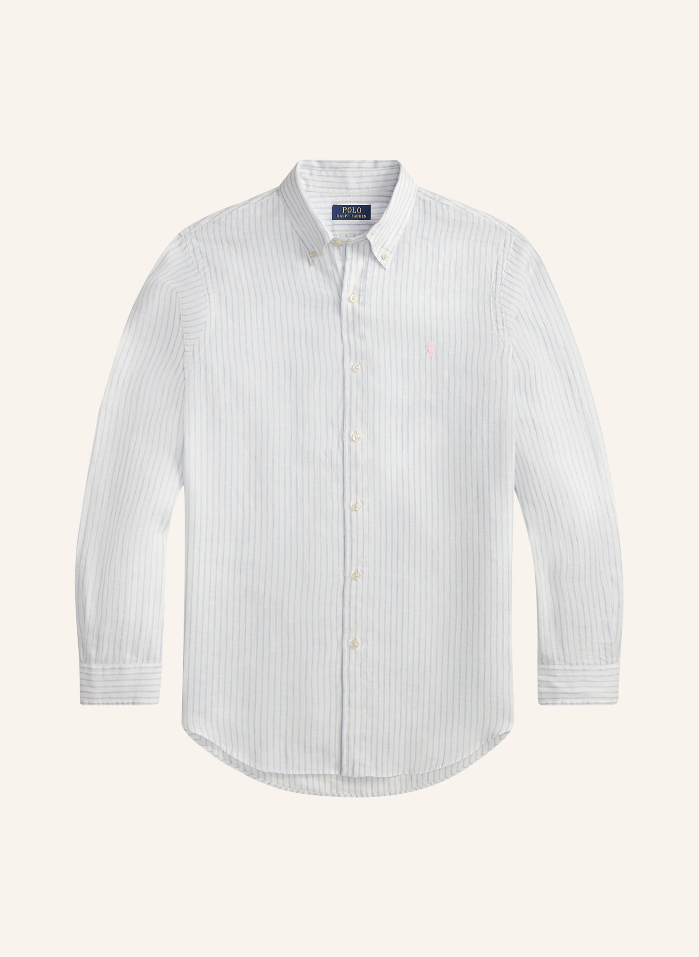 POLO RALPH LAUREN Leinenhemd Custom Fit: WEISS / HELLBLAU