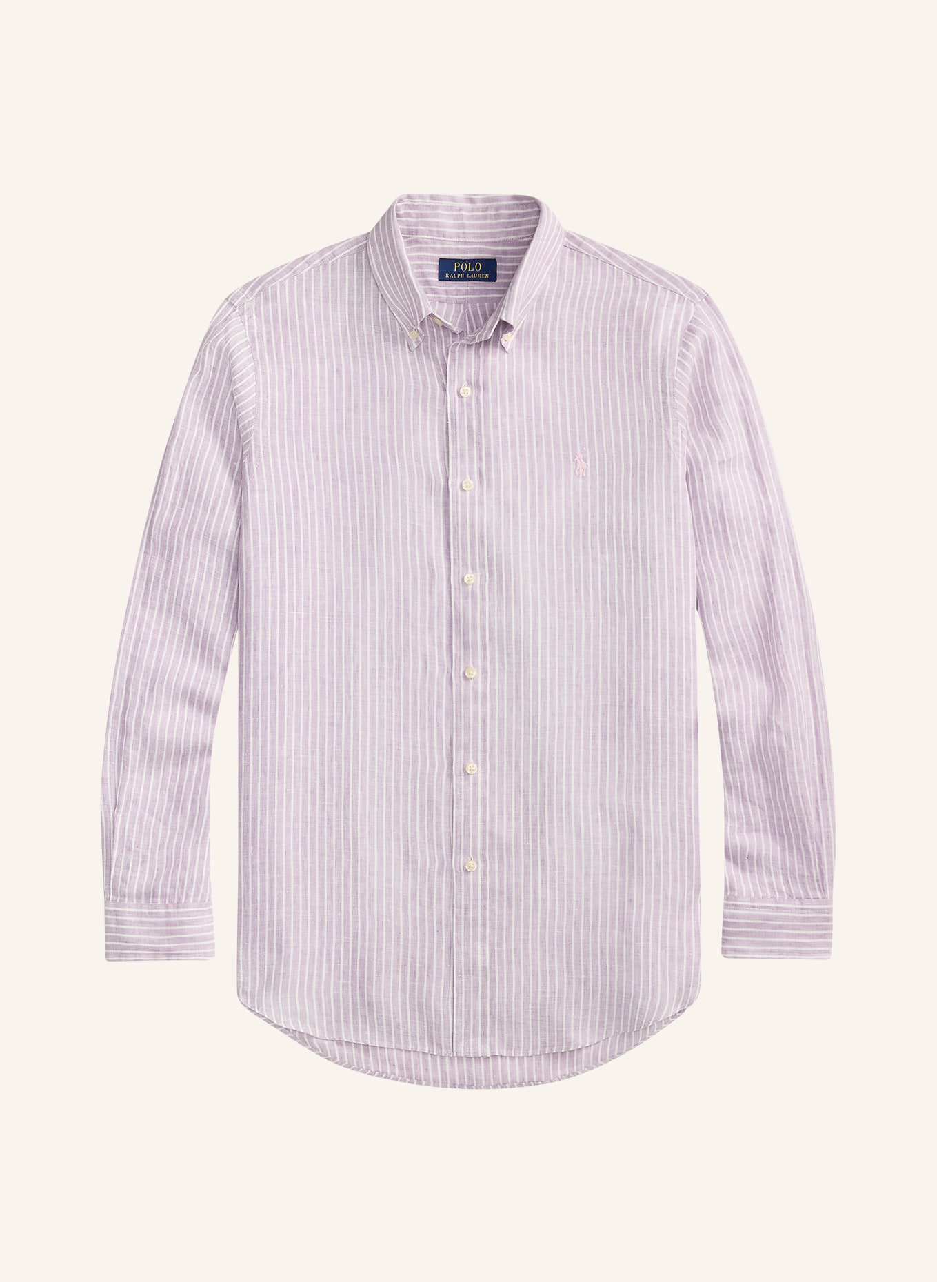 POLO RALPH LAUREN Leinenhemd Custom Fit: LILA / WEISS