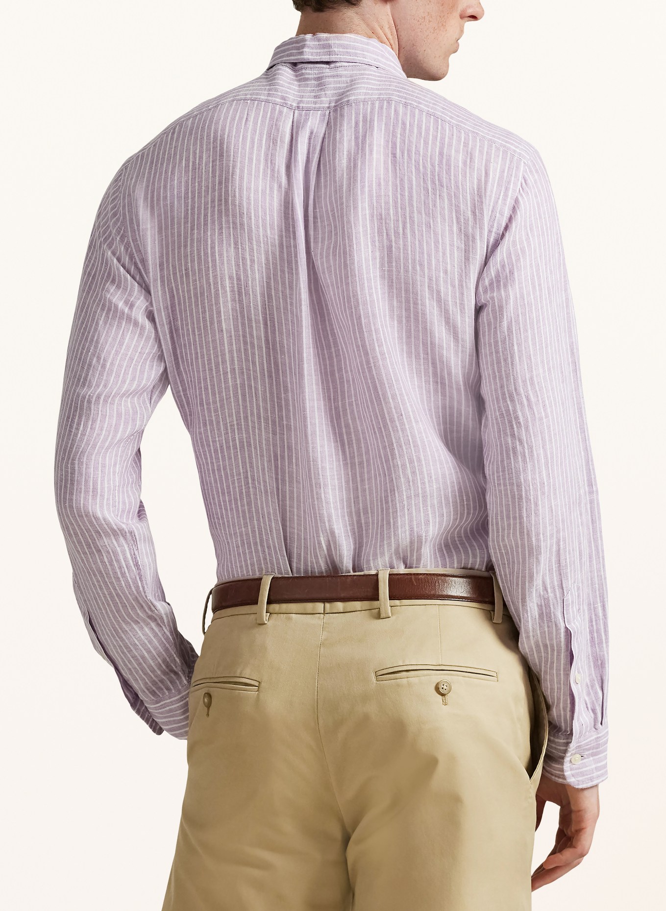 POLO RALPH LAUREN Leinenhemd Custom Fit: LILA / WEISS