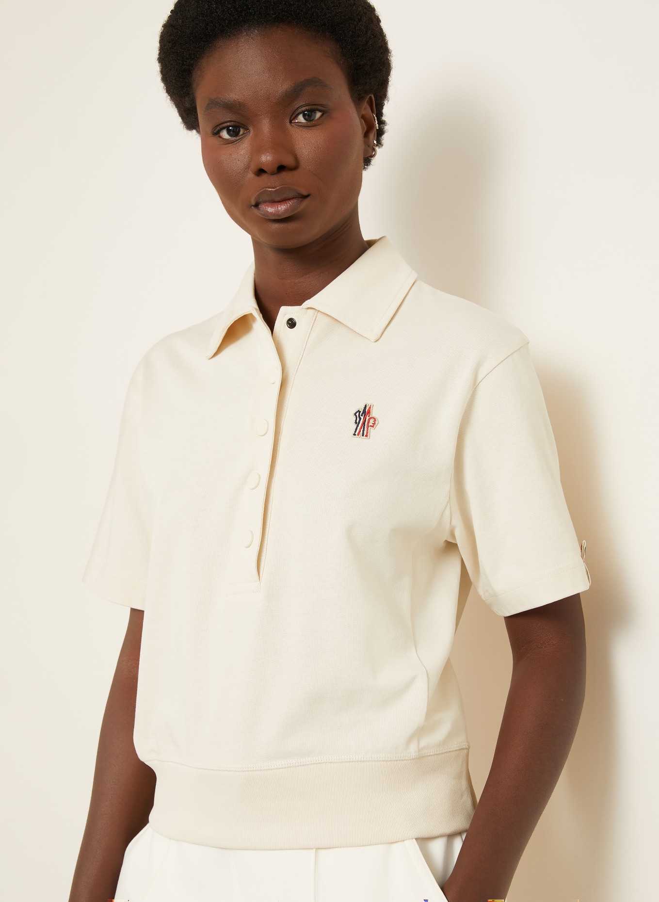 MONCLER GRENOBLE Jerseyové polo tričko: KRÉMOVÁ