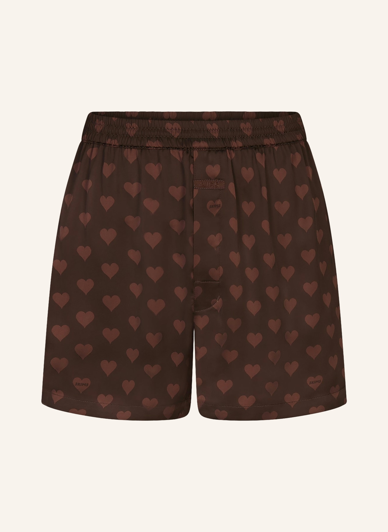 SKIMS Bokserki SLEEP SATEEN z satyny: COCOA HEART HALFDROP