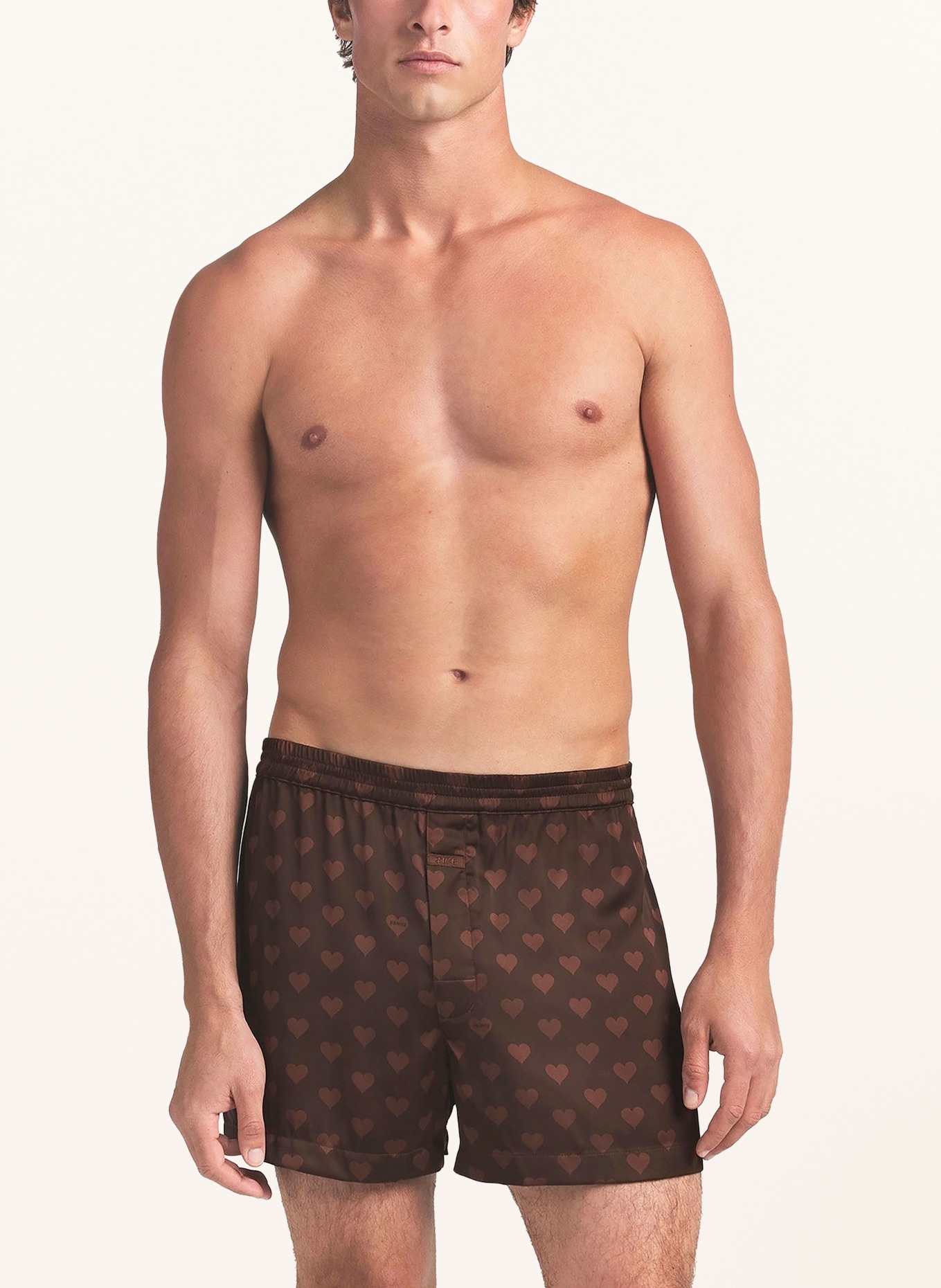 SKIMS SLEEP SATEEN boxer shorts made of satin: COCOA HEART HALFDROP