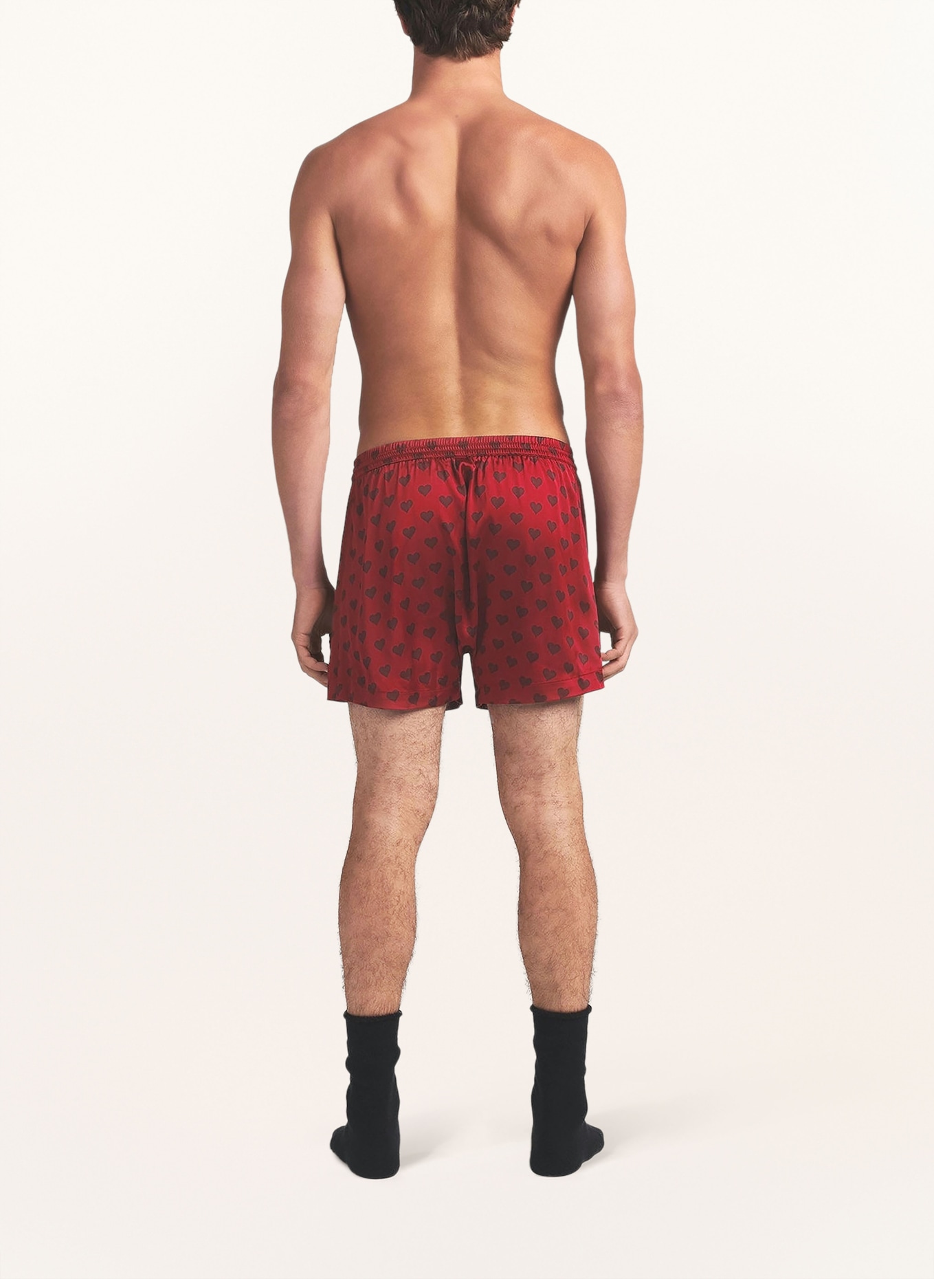 SKIMS SLEEP SATEEN boxer shorts made of satin: RED HEART HALFDROP