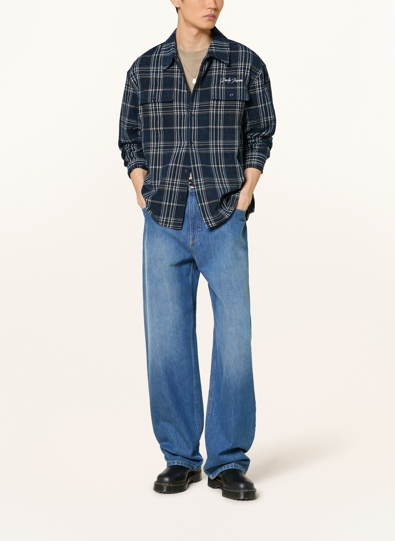 DAILY PAPER Hemd Boxy Fit: DUNKELBLAU / HELLBLAU / WEISS