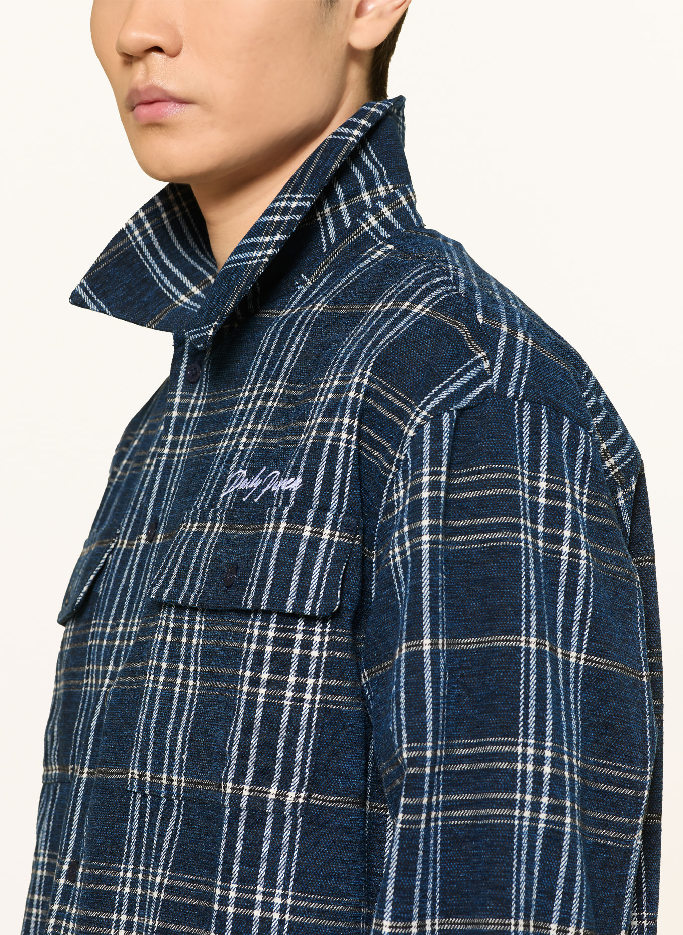 DAILY PAPER Hemd Boxy Fit: DUNKELBLAU / HELLBLAU / WEISS