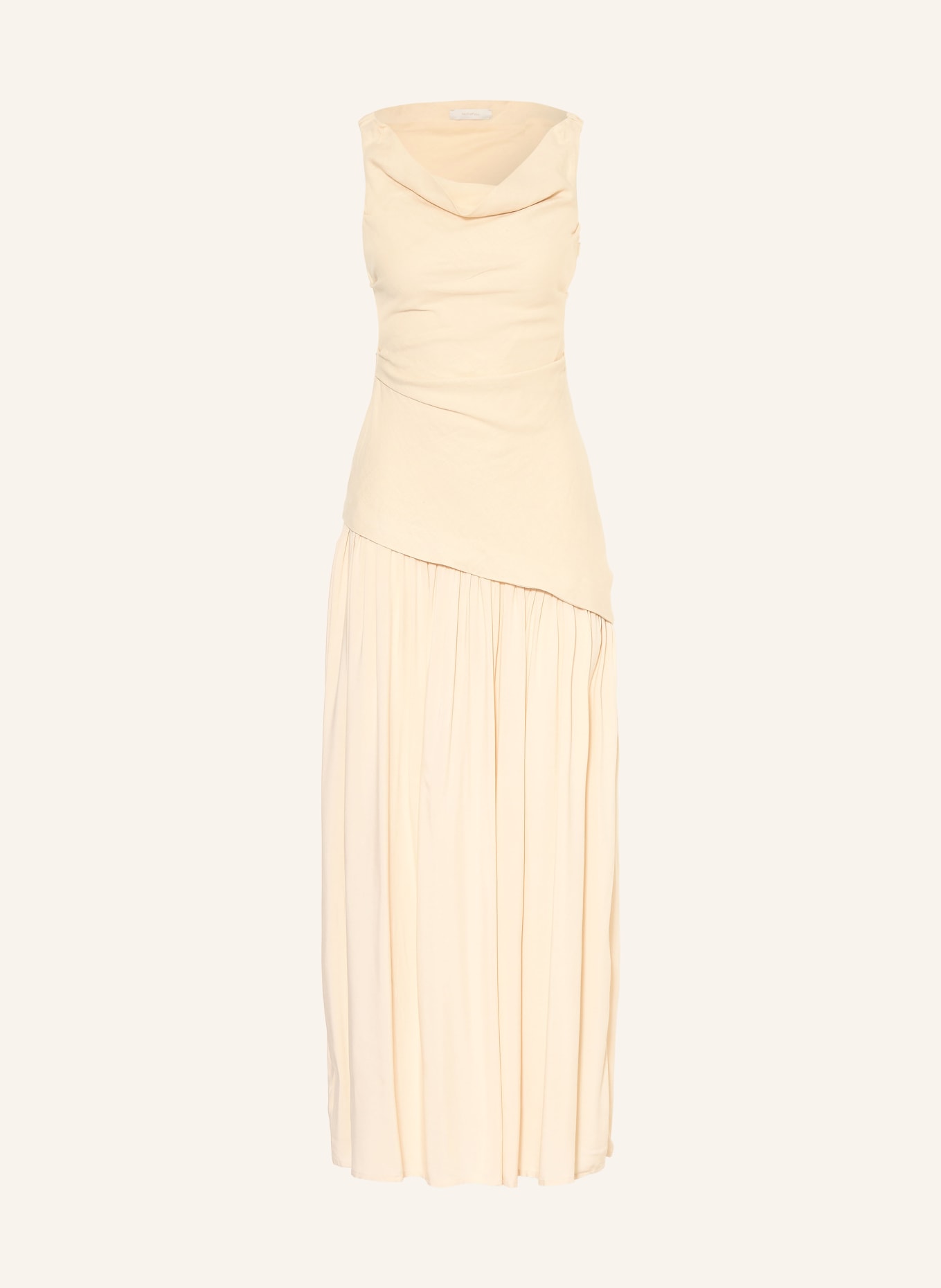 FAITHFULL THE BRAND Robe asymétrique ROMA en mélange de matières avec du lin: BEIGE