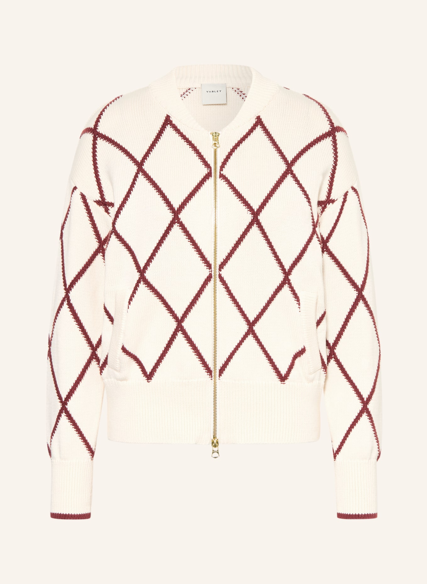 VARLEY Strickjacke NILE: CREME / DUNKELROT