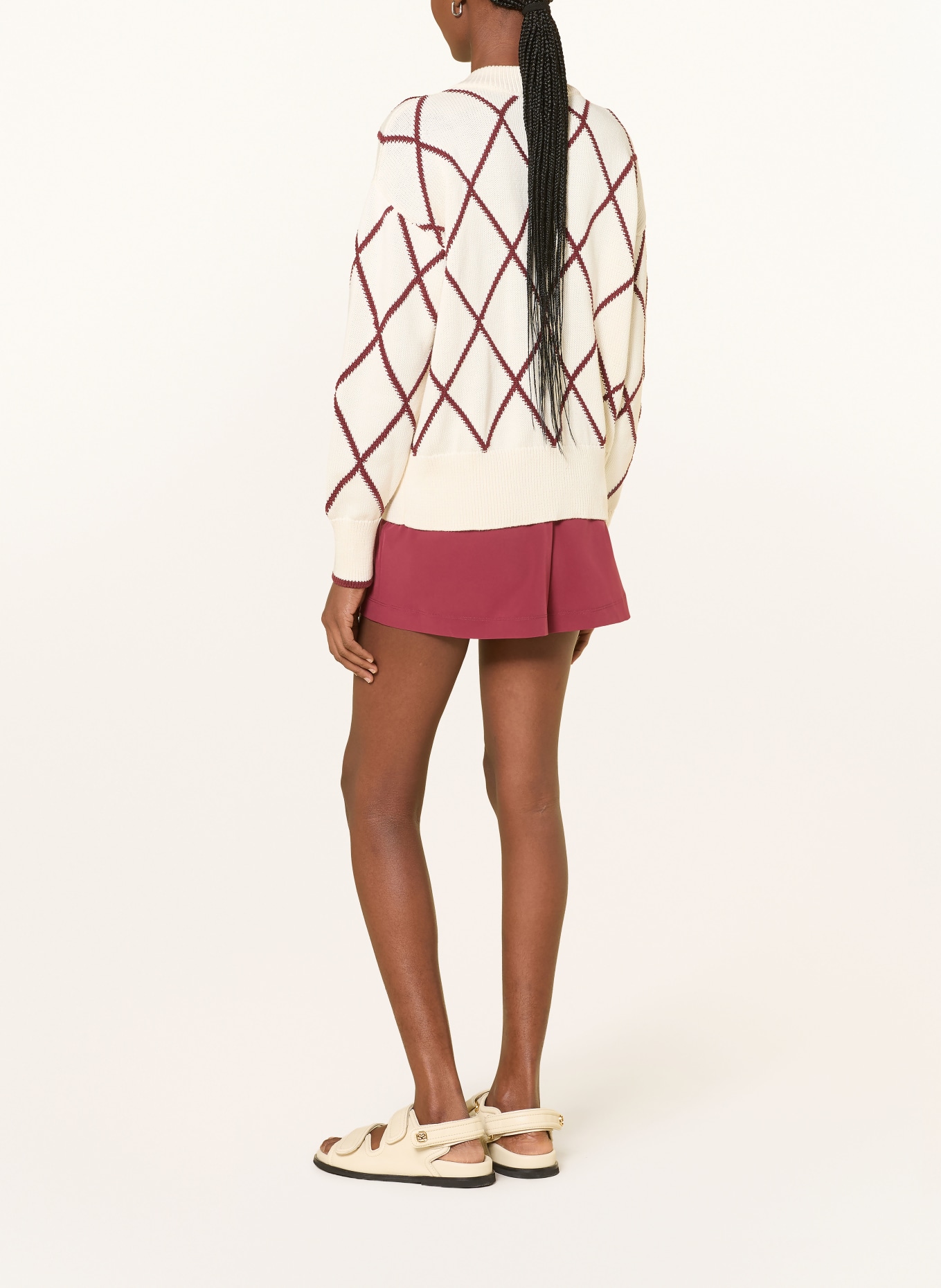 VARLEY Strickjacke NILE: CREME / DUNKELROT
