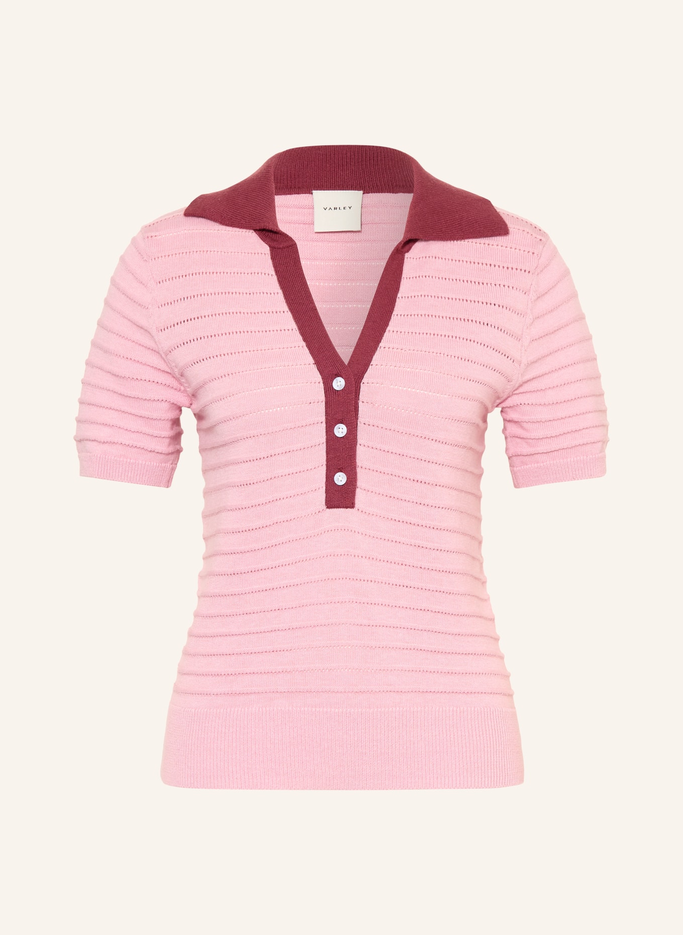 VARLEY Strick-Poloshirt WREN: ROSA / DUNKELROT
