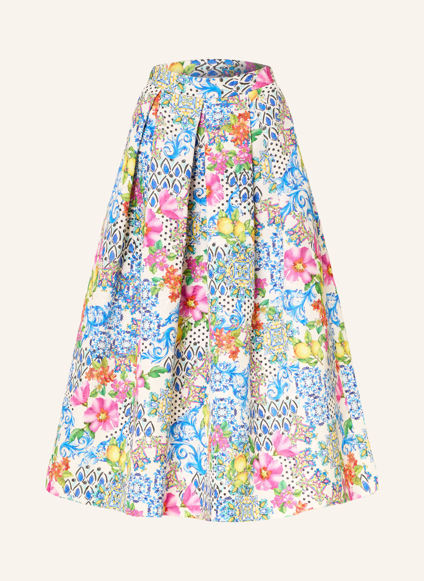 LUNATICA MILANO pleated skirt: ECRU / PINK / BLUE