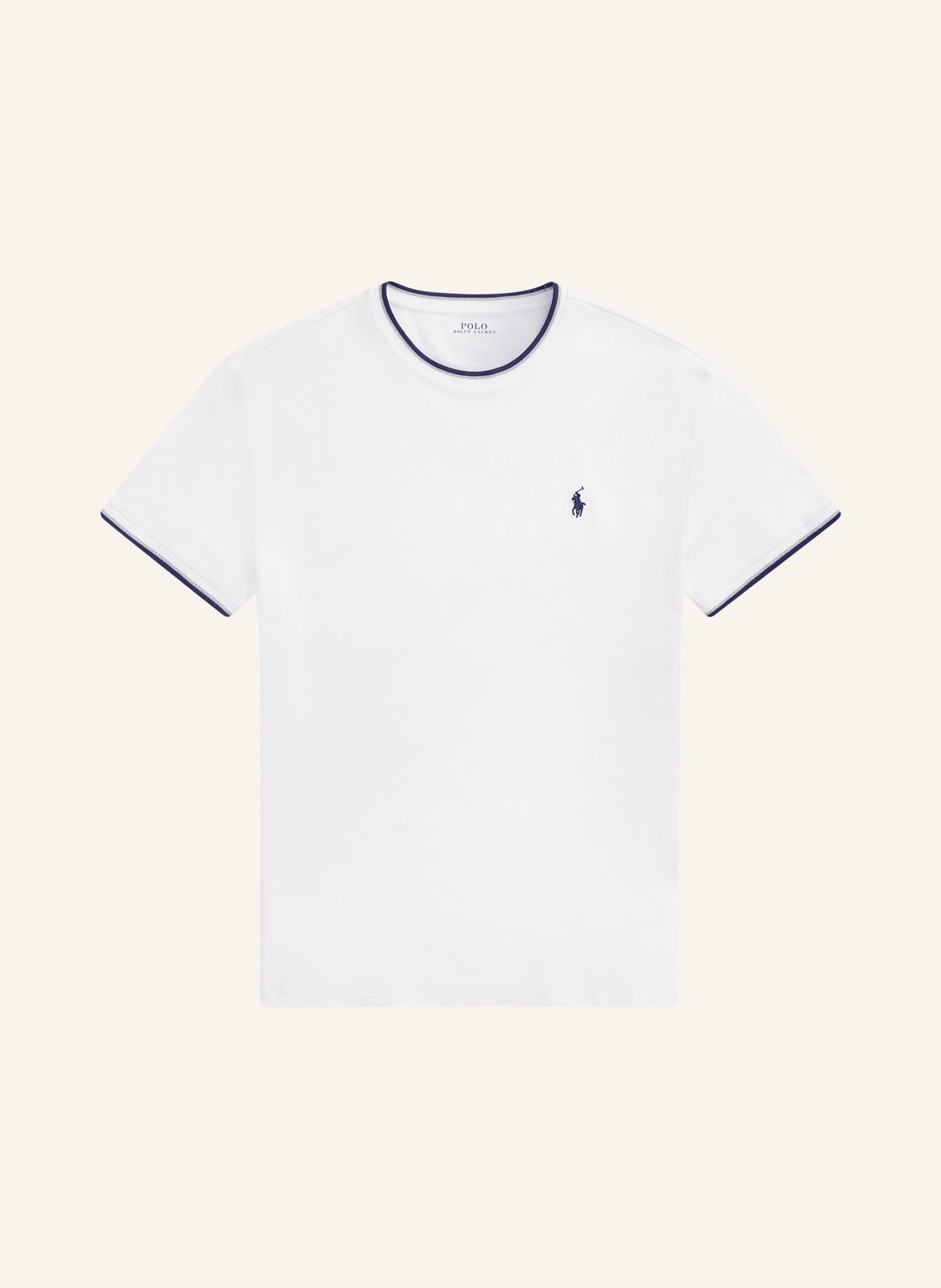 POLO RALPH LAUREN tričko: BÍLÁ / ŠEDÁ / TMAVĚ MODRÁ