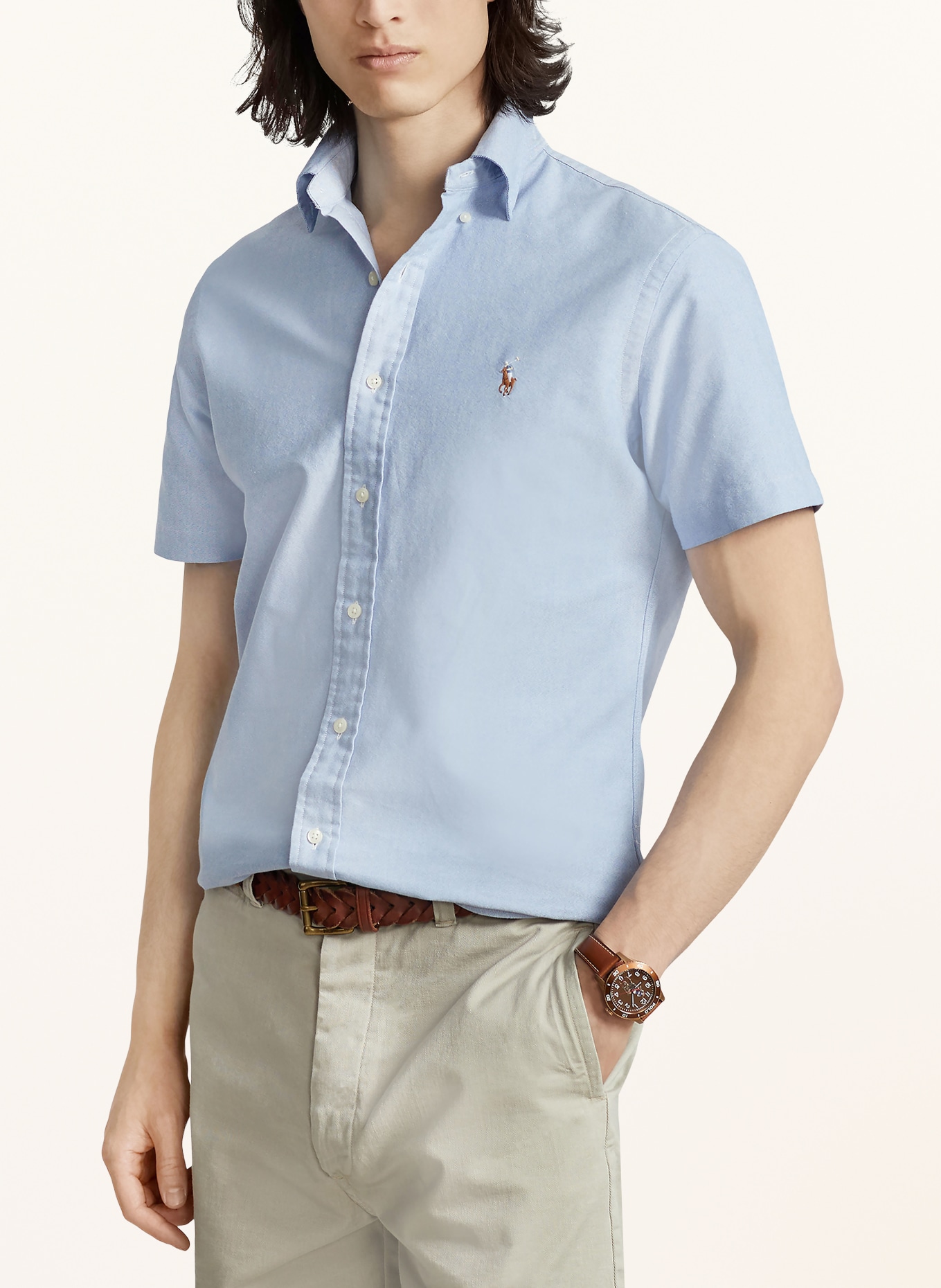 POLO RALPH LAUREN Kurzarm-Hemd Slim Fit: HELLBLAU
