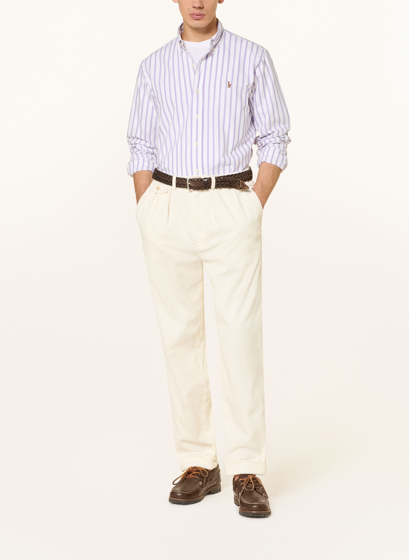 POLO RALPH LAUREN Oxfordhemd Custom Fit: WEISS / LILA