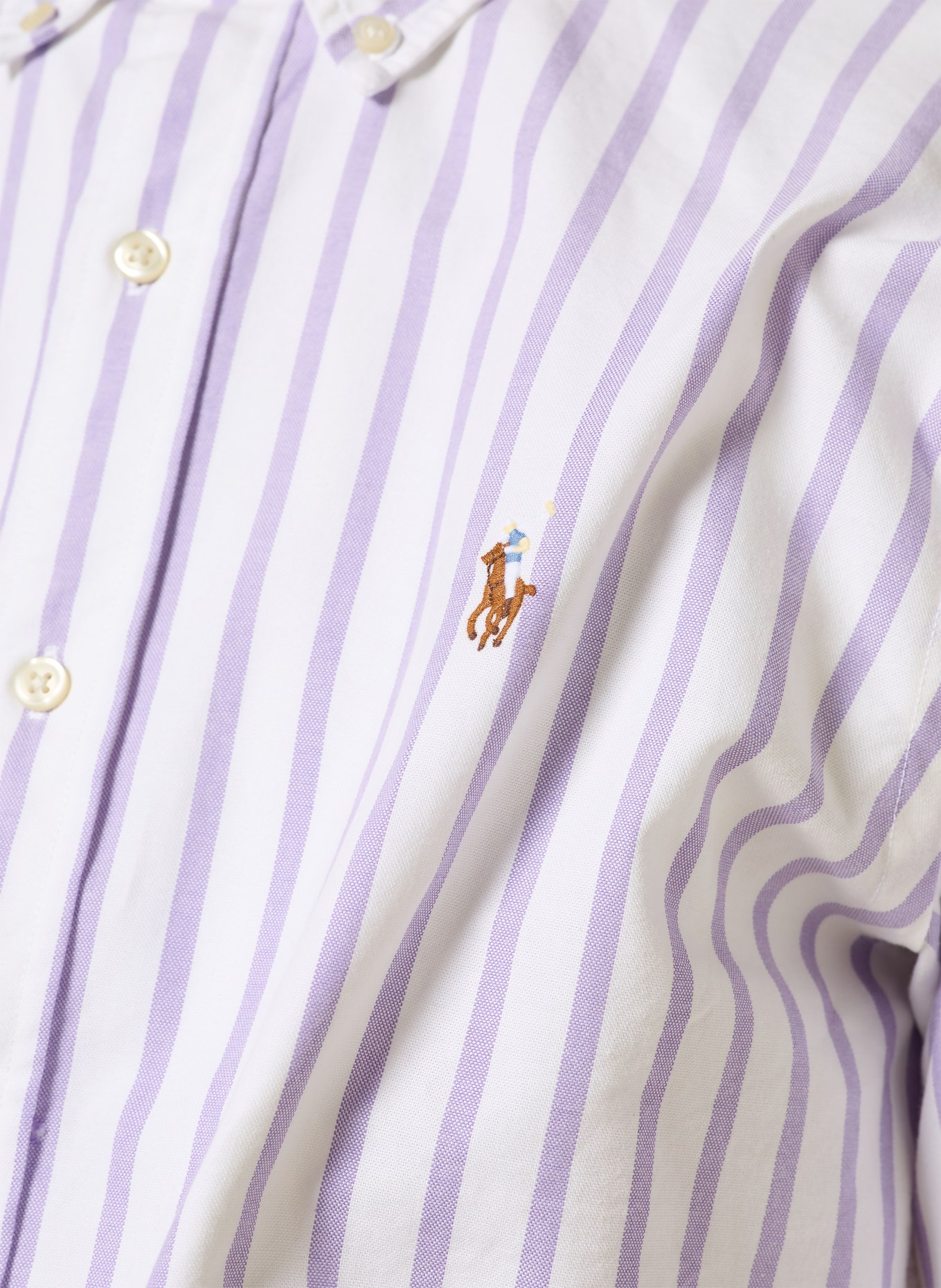 POLO RALPH LAUREN Oxfordhemd Custom Fit: WEISS / LILA