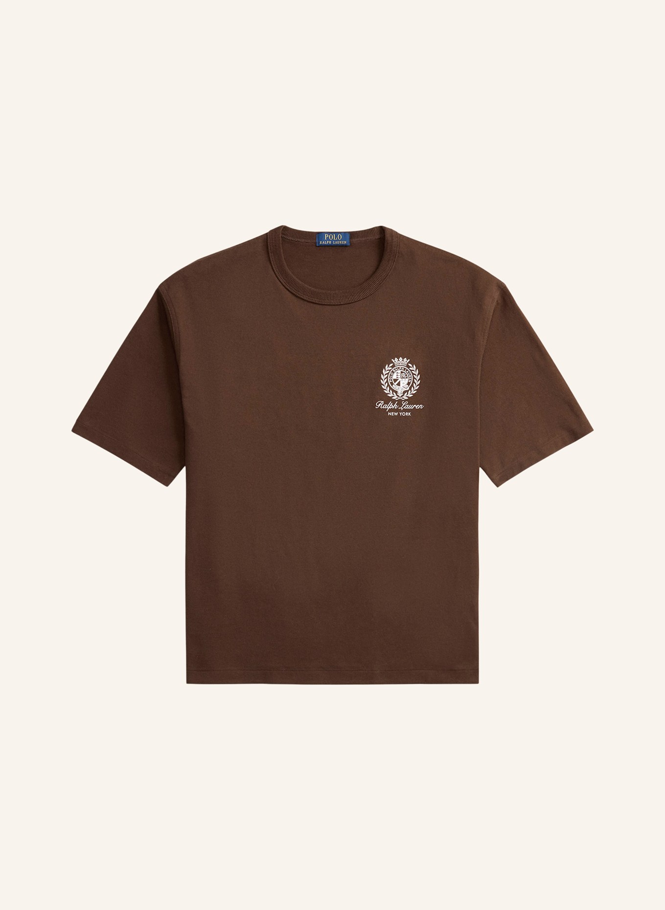 POLO RALPH LAUREN T-Shirt: DUNKELBRAUN / WEISS