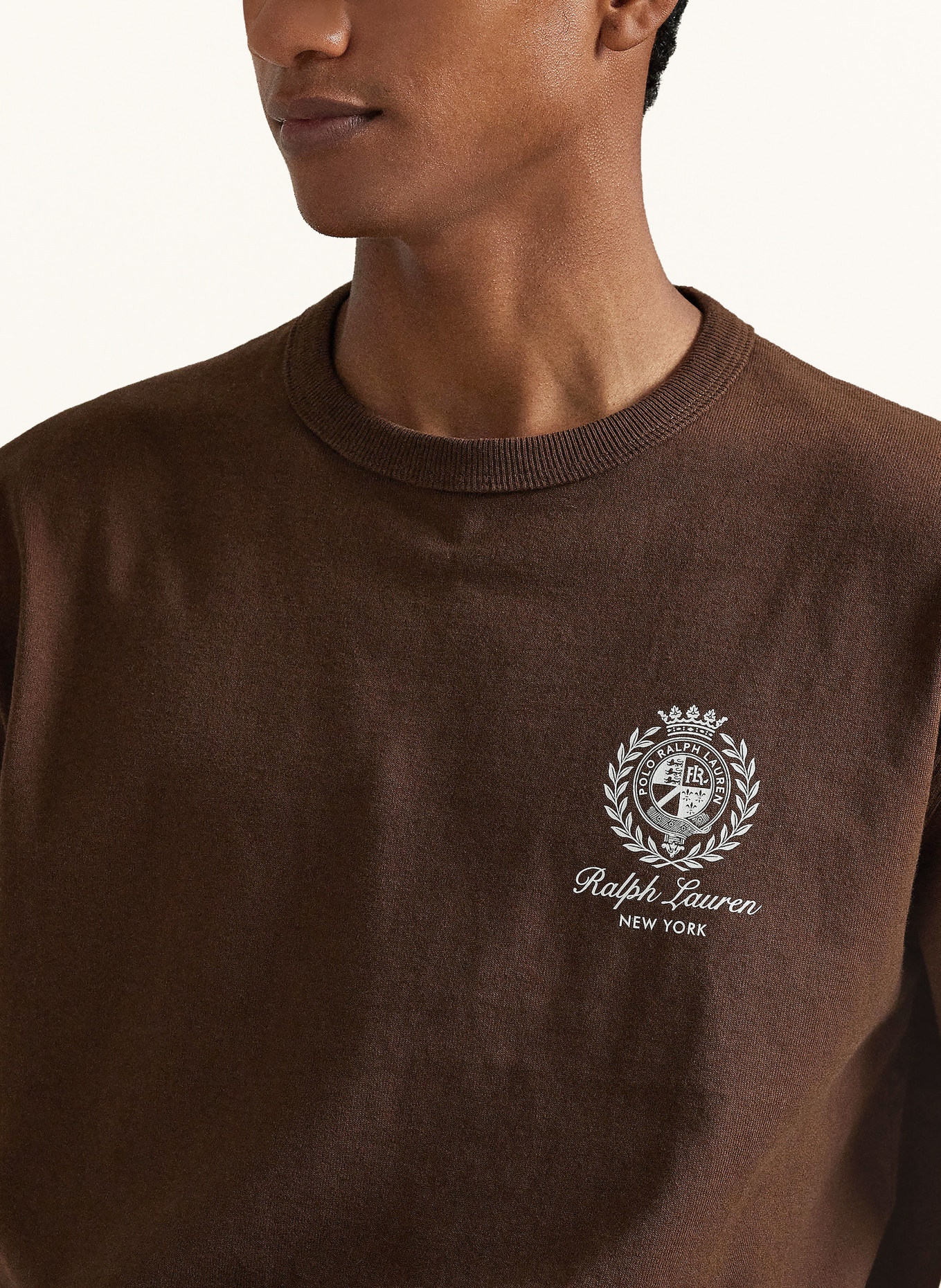 POLO RALPH LAUREN T-Shirt: DUNKELBRAUN / WEISS